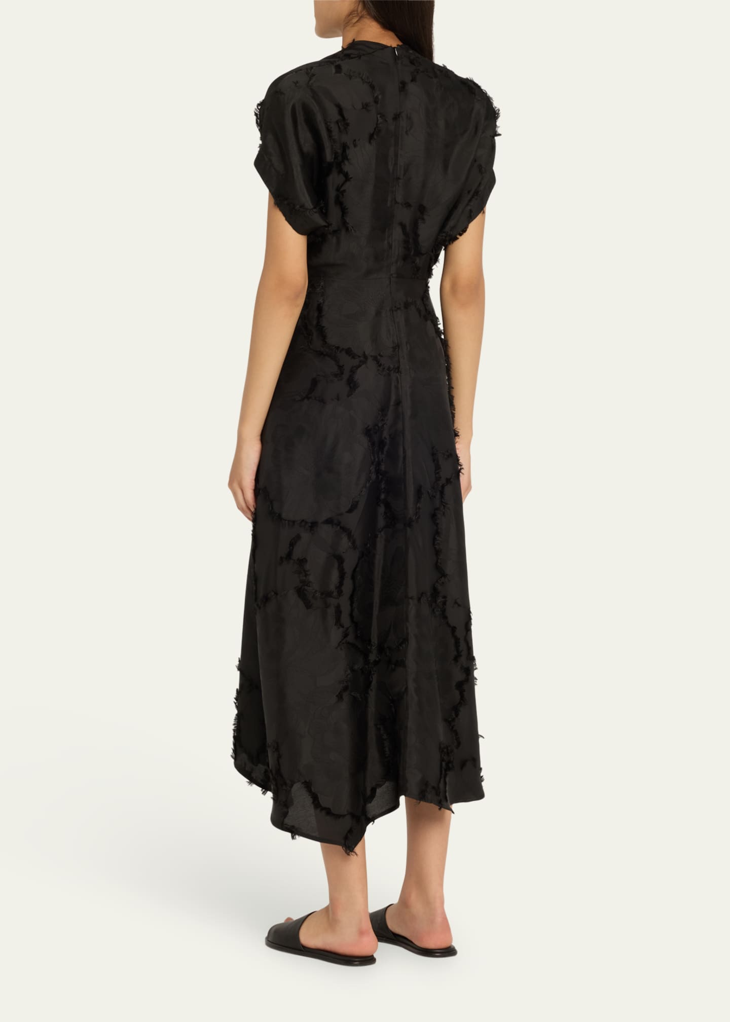 Zero + Maria Cornejo Long Aki Wave Floral Jacquard Dress Image 3 of 5