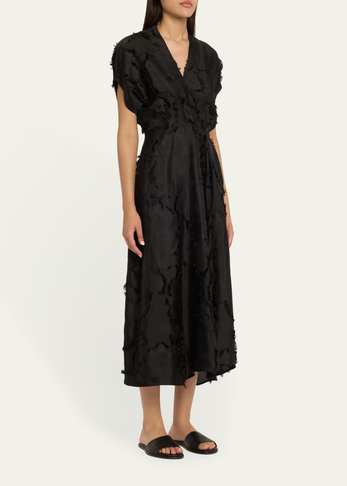 Zero + Maria Cornejo Long Aki Wave Floral Jacquard Dress Image 4 of 5