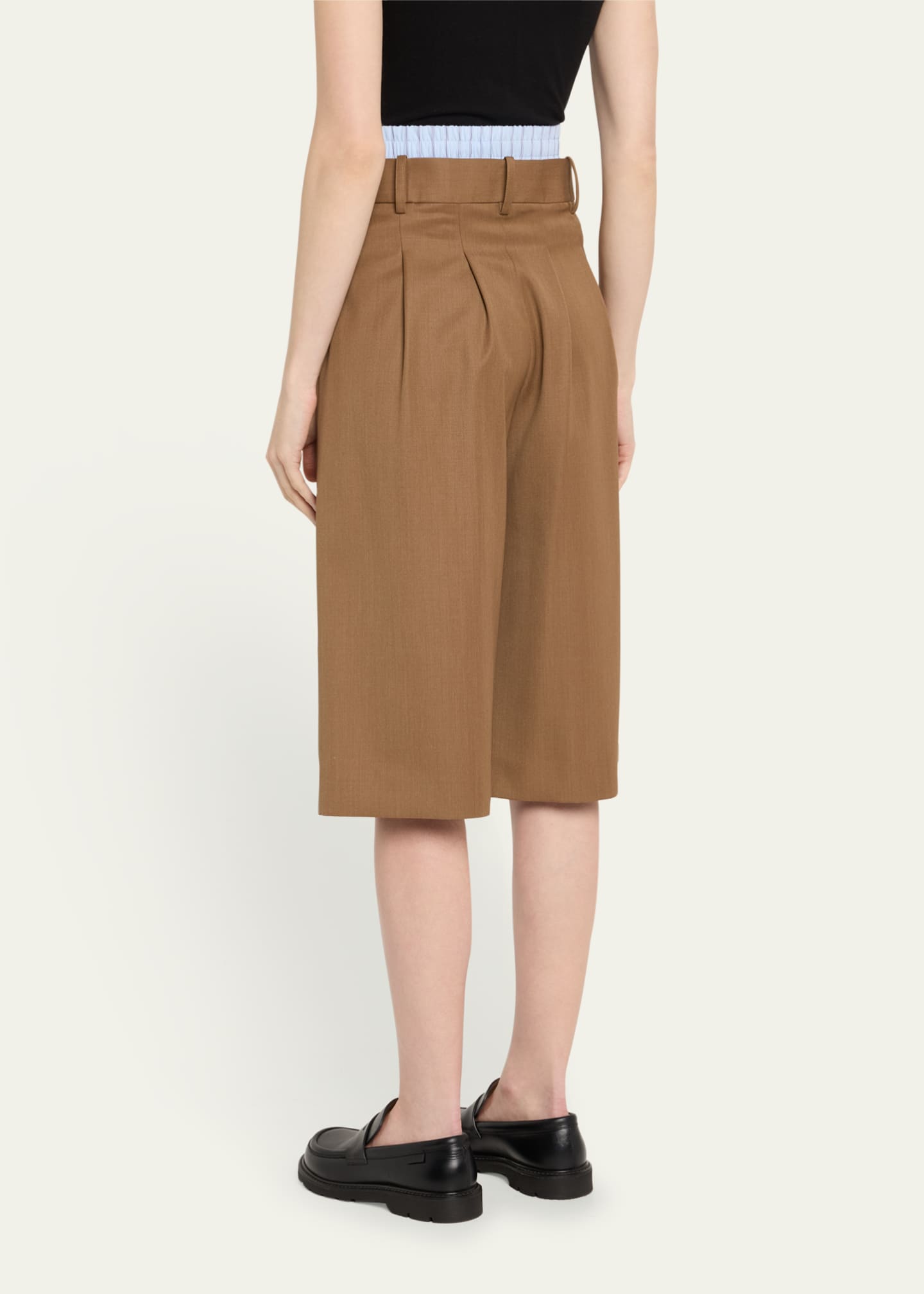 Monse Double Wasitband Tailored Long Wool Shorts Image 3 of 3