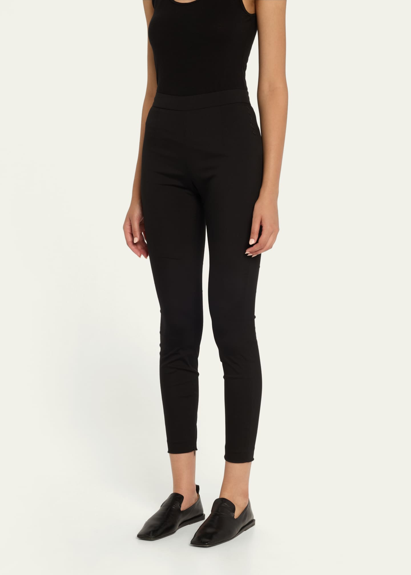 Marni Zip-Cuff Stretch Poplin Legging Pants Image 4 of 5