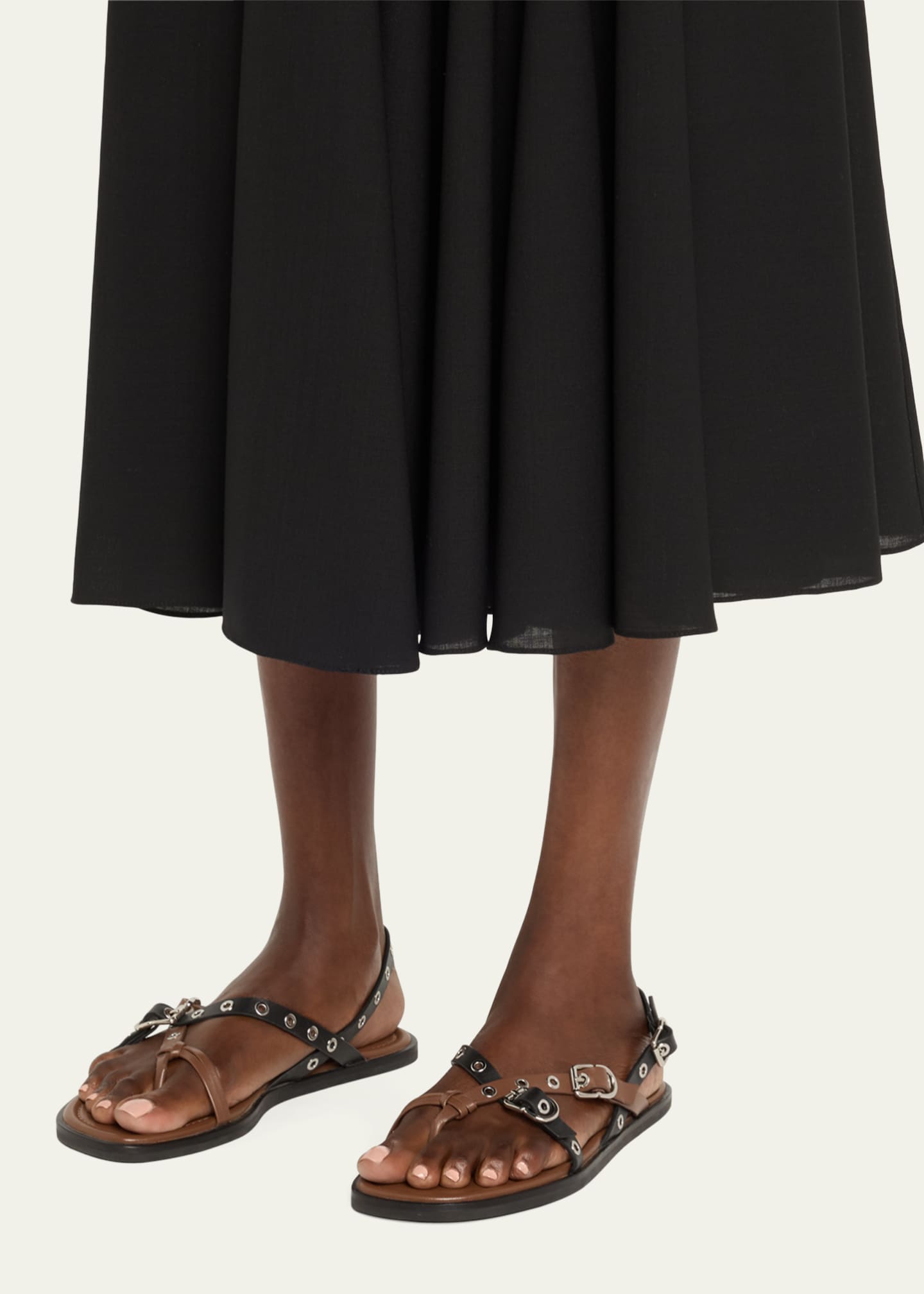 3.1 Phillip Lim Rivet Leather Strappy Toe-Ring Sandals Image 2 of 6