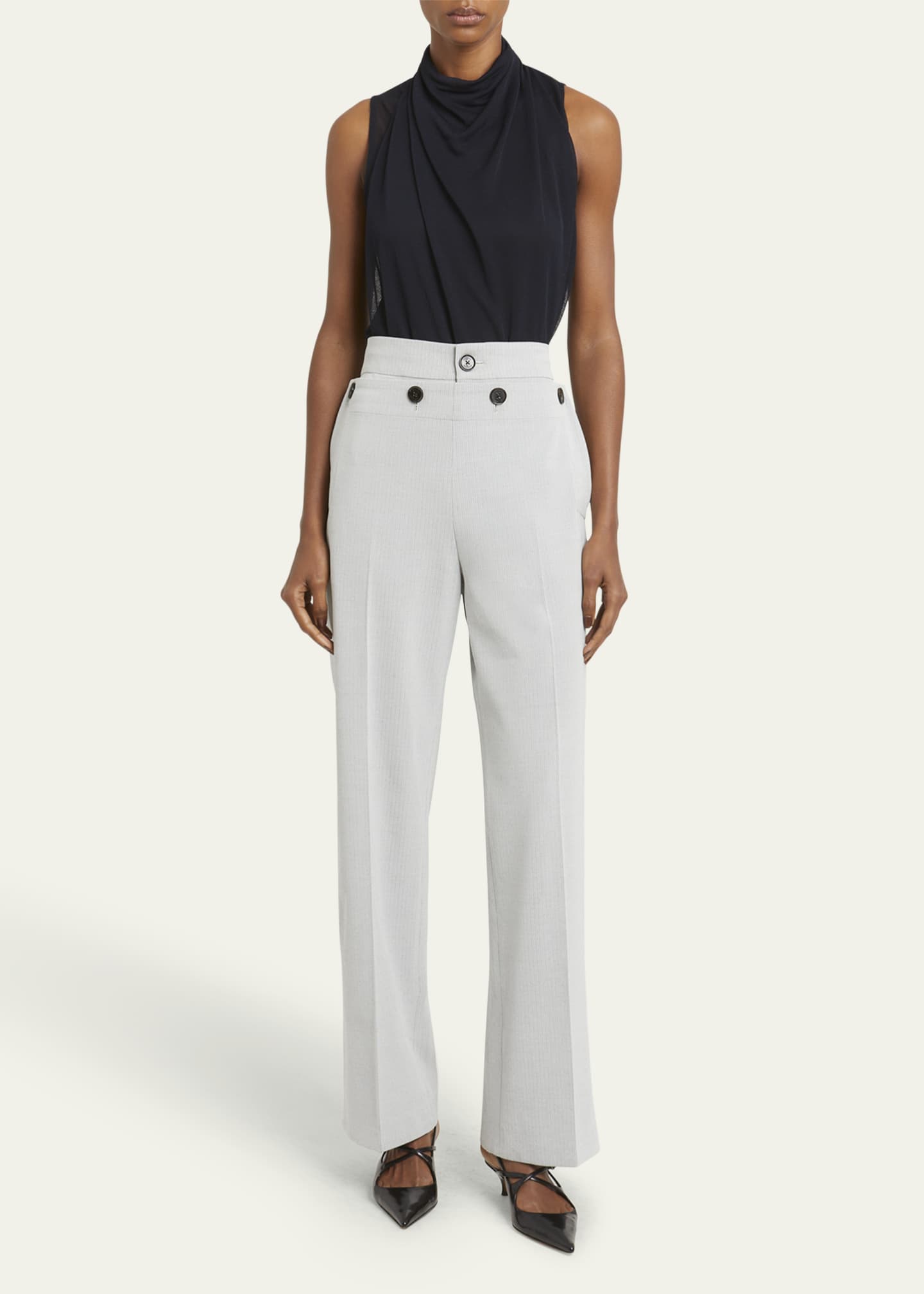 Proenza Schouler Slash Leather Crisscross Slingback Pumps Image 3 of 6