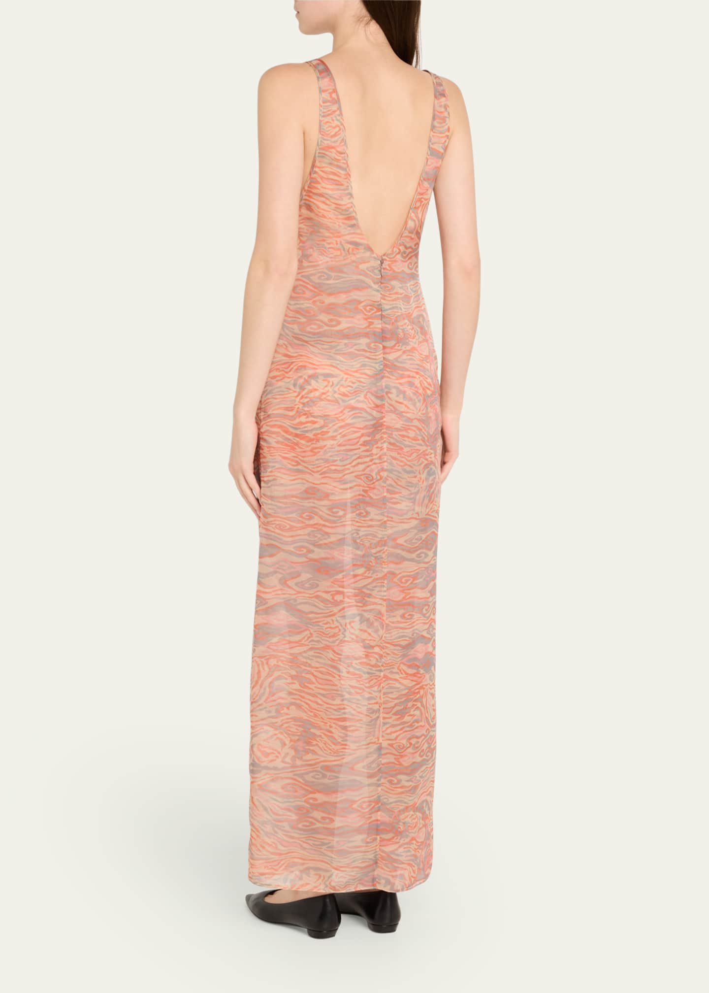 Giorgio Armani Abstract Semi-Sheer Wrap Silk Dress Image 3 of 5
