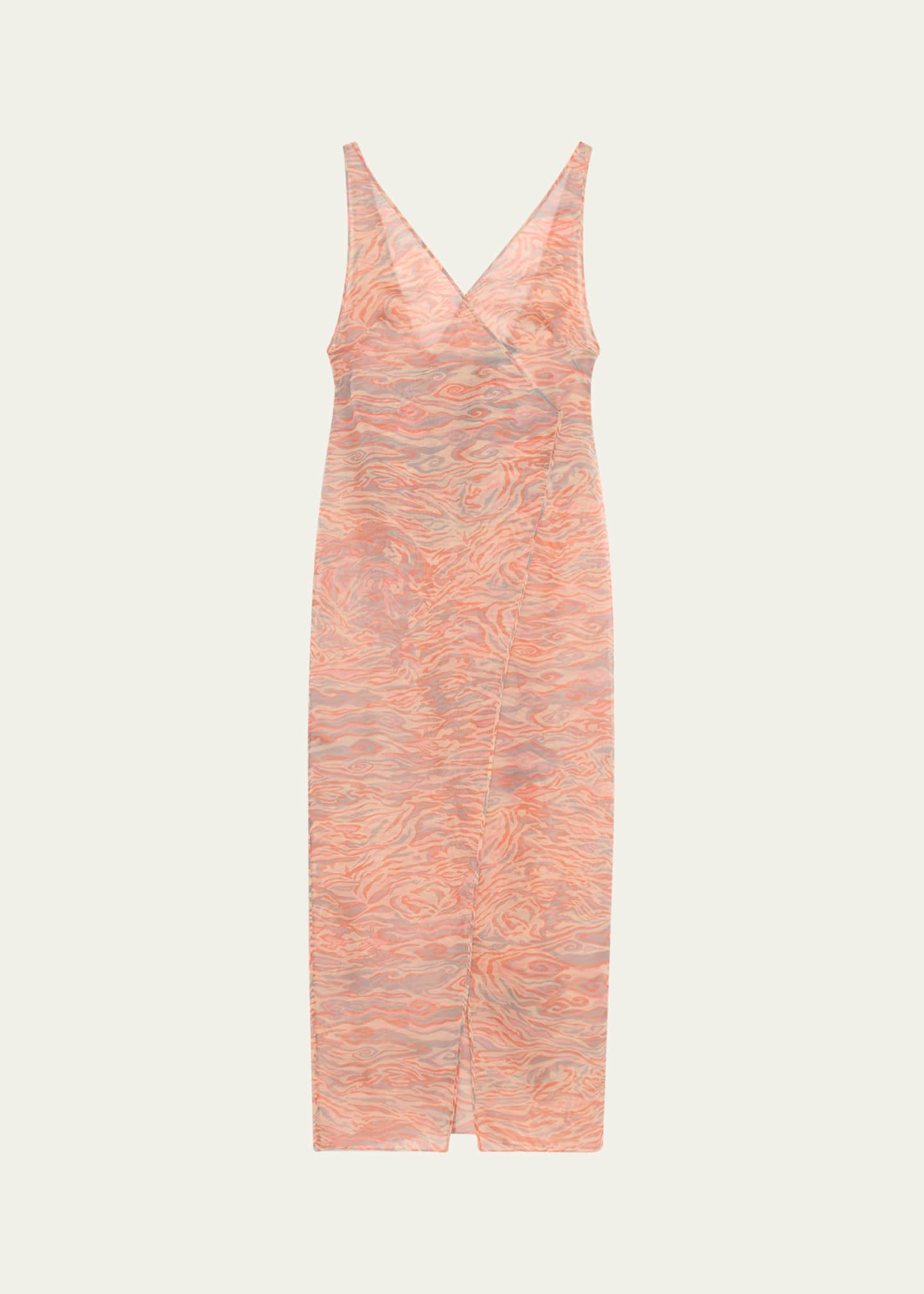 Giorgio Armani Abstract Semi-Sheer Wrap Silk Dress Image 1 of 5