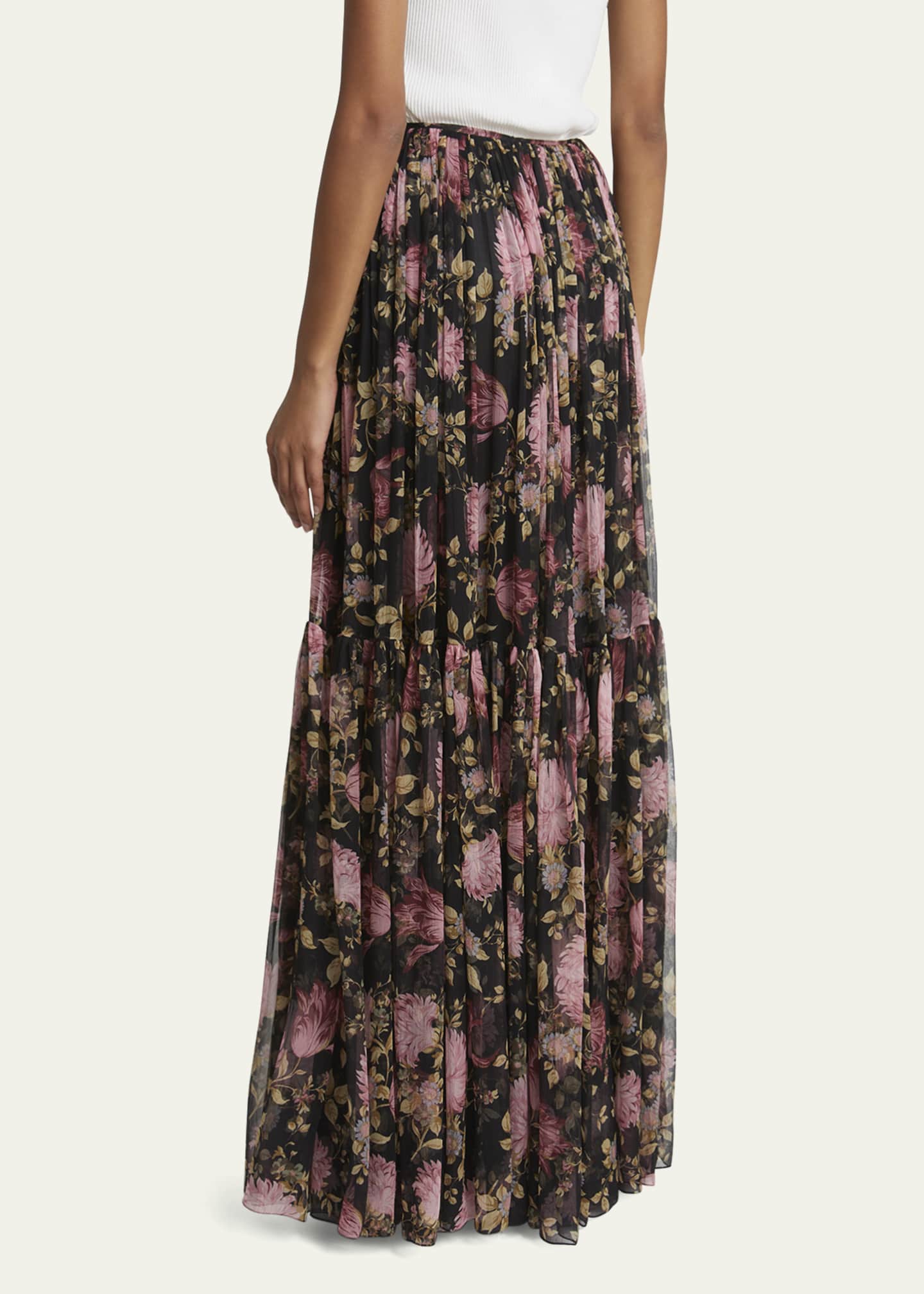 Chloe Gathered Floral Georgette Maxi Skirt Image 3 of 5
