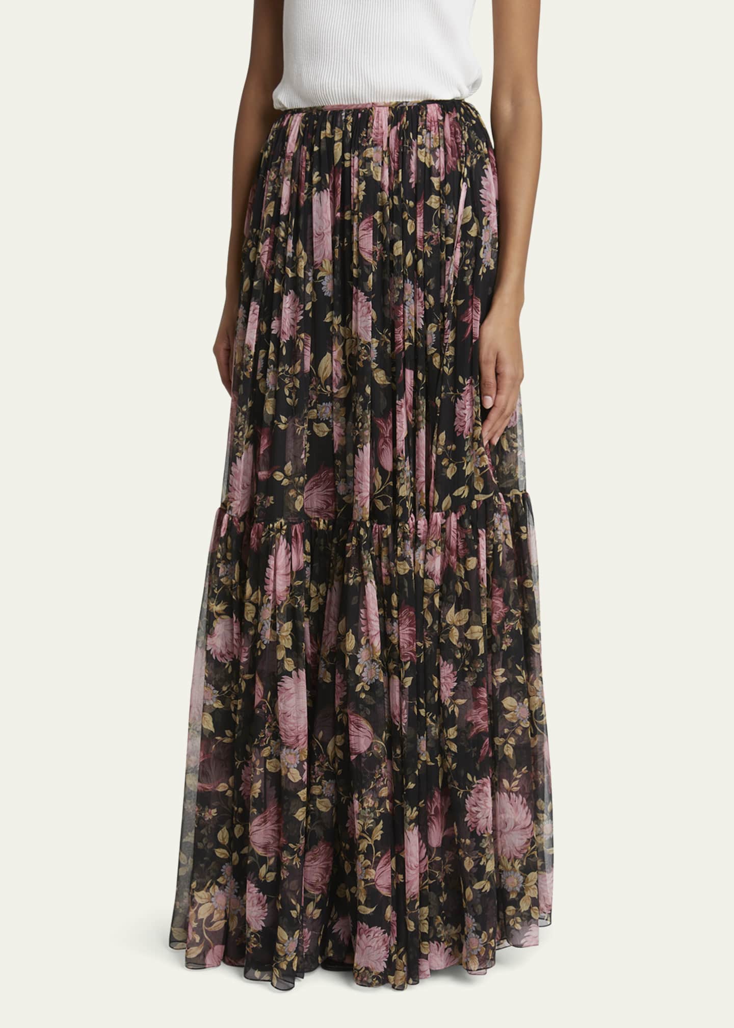 Chloe Gathered Floral Georgette Maxi Skirt Image 4 of 5
