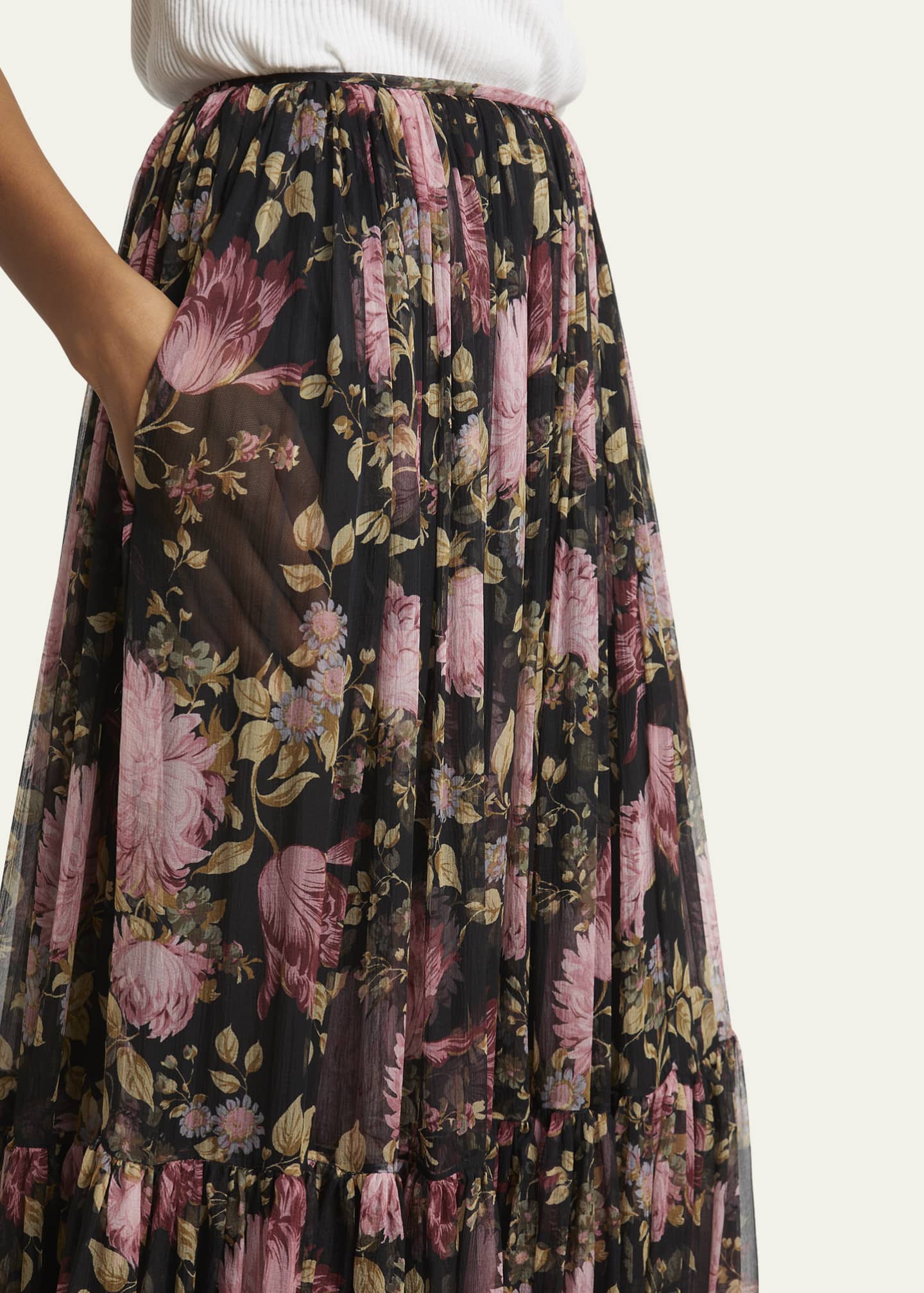 Chloe Gathered Floral Georgette Maxi Skirt Image 5 of 5