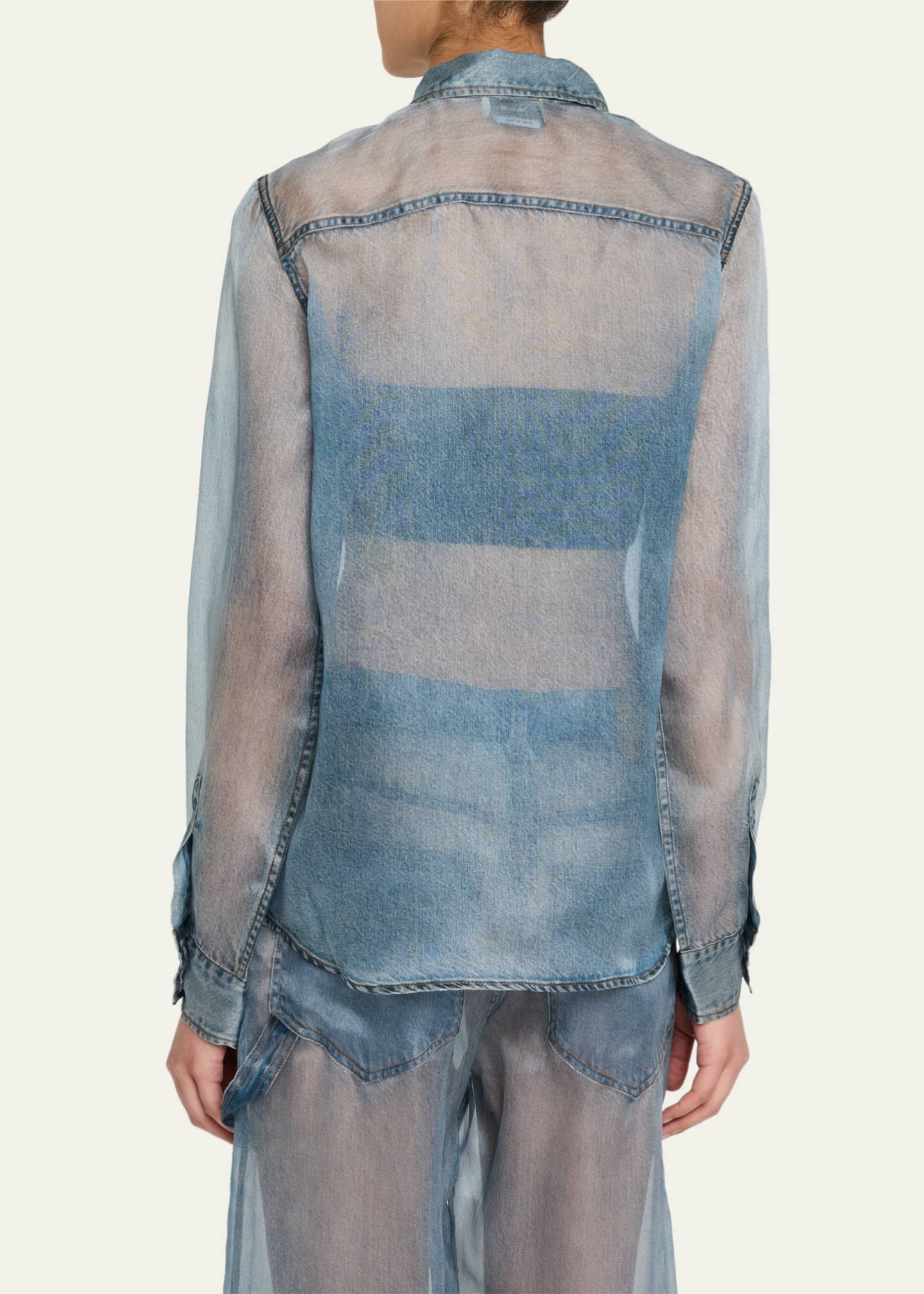HAIKURE Ronda Sheer Denim Print Shirt Image 3 of 5