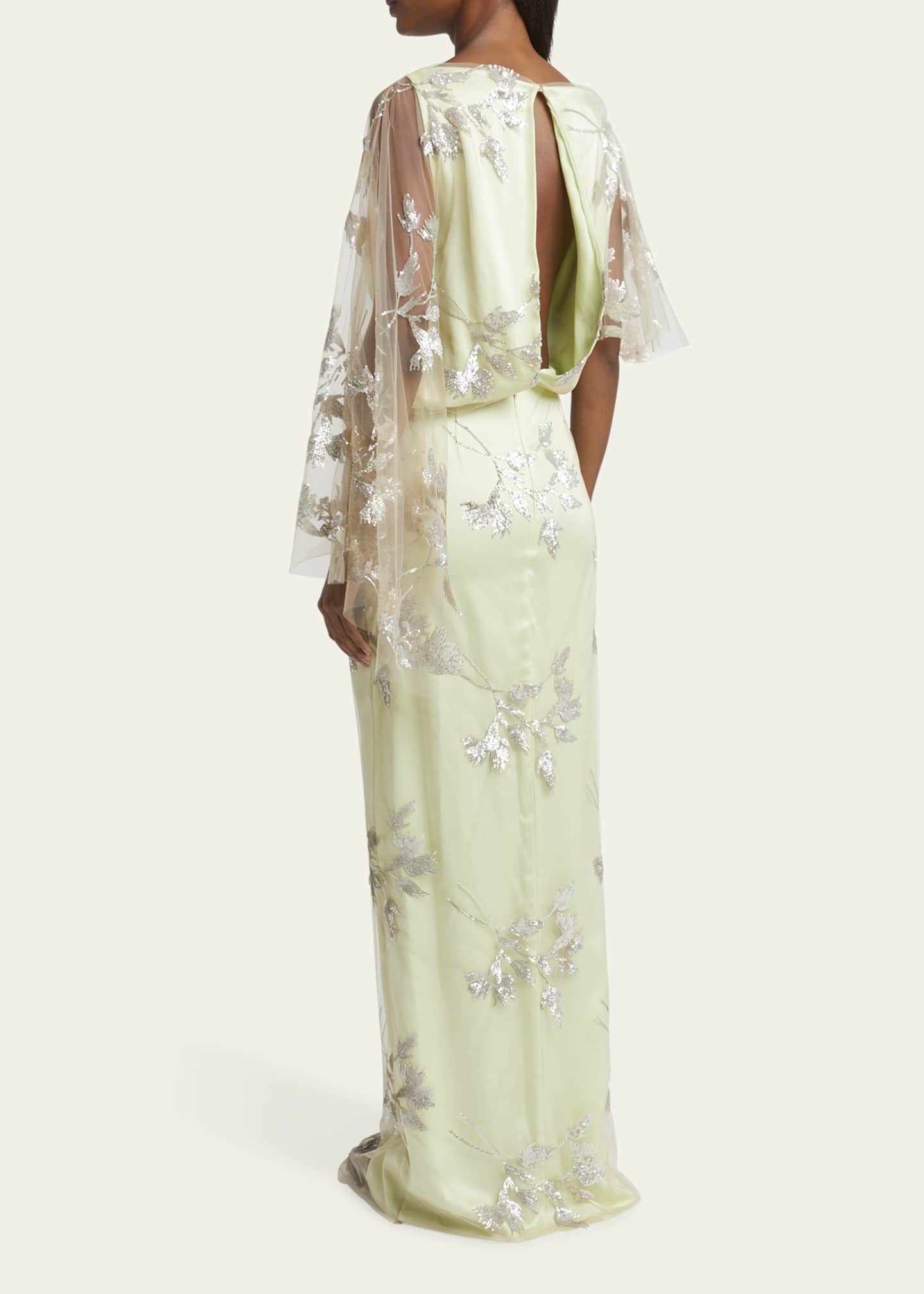 Erdem Floral Sequined Drape Gown Image 3 of 5