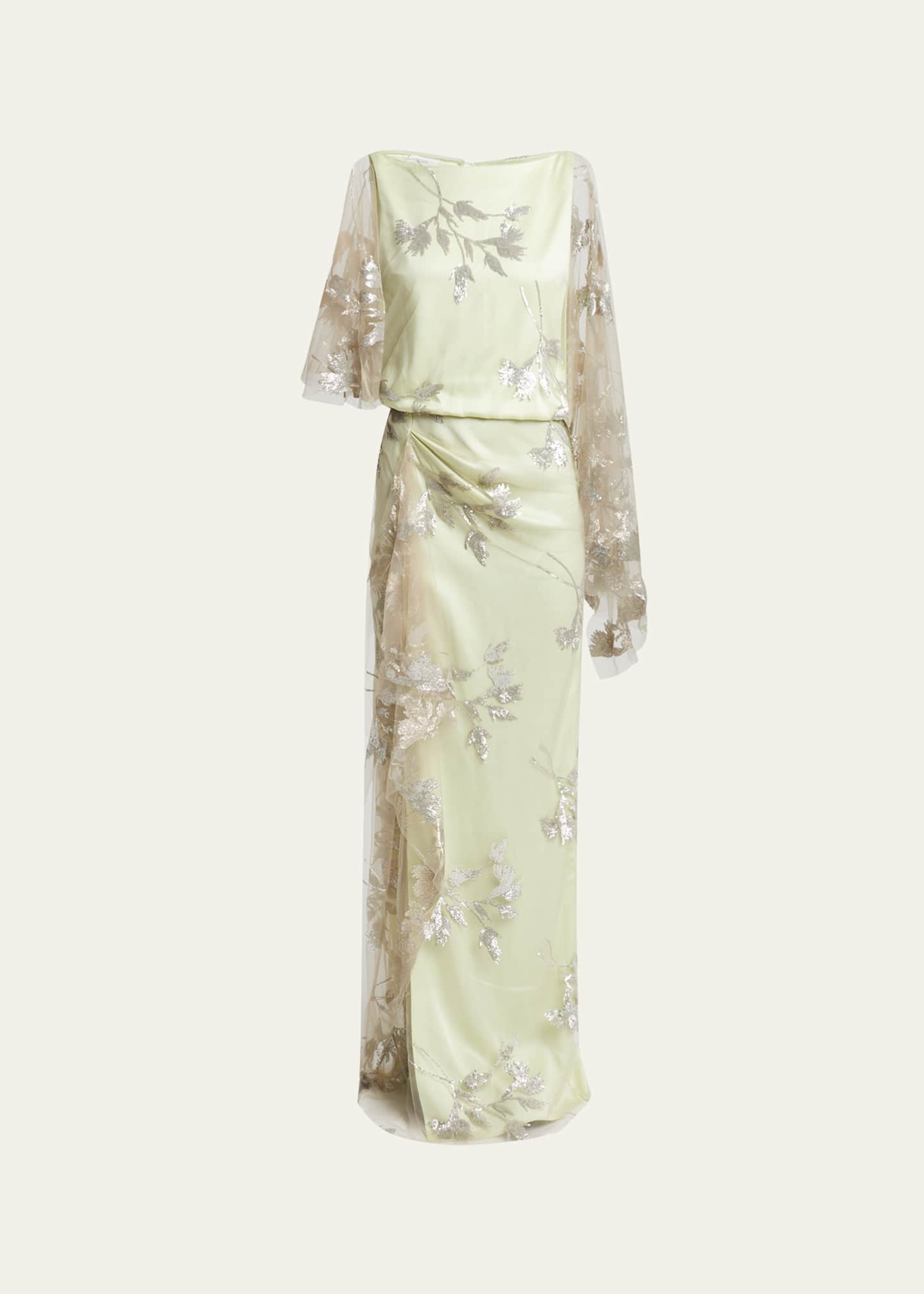 Erdem Floral Sequined Drape Gown Image 1 of 5