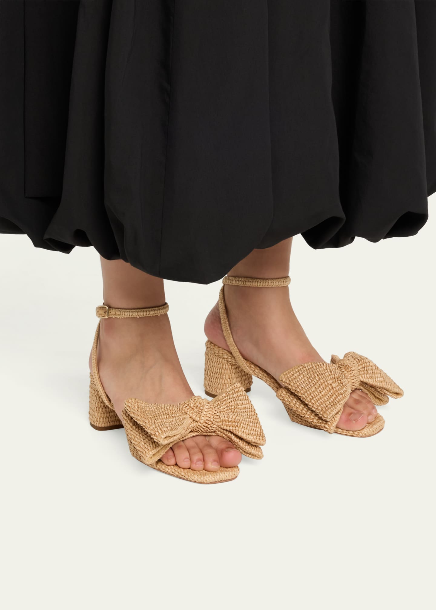 Loeffler Randall Carmen Woven Bow Ankle-Strap Sandals Image 2 of 6