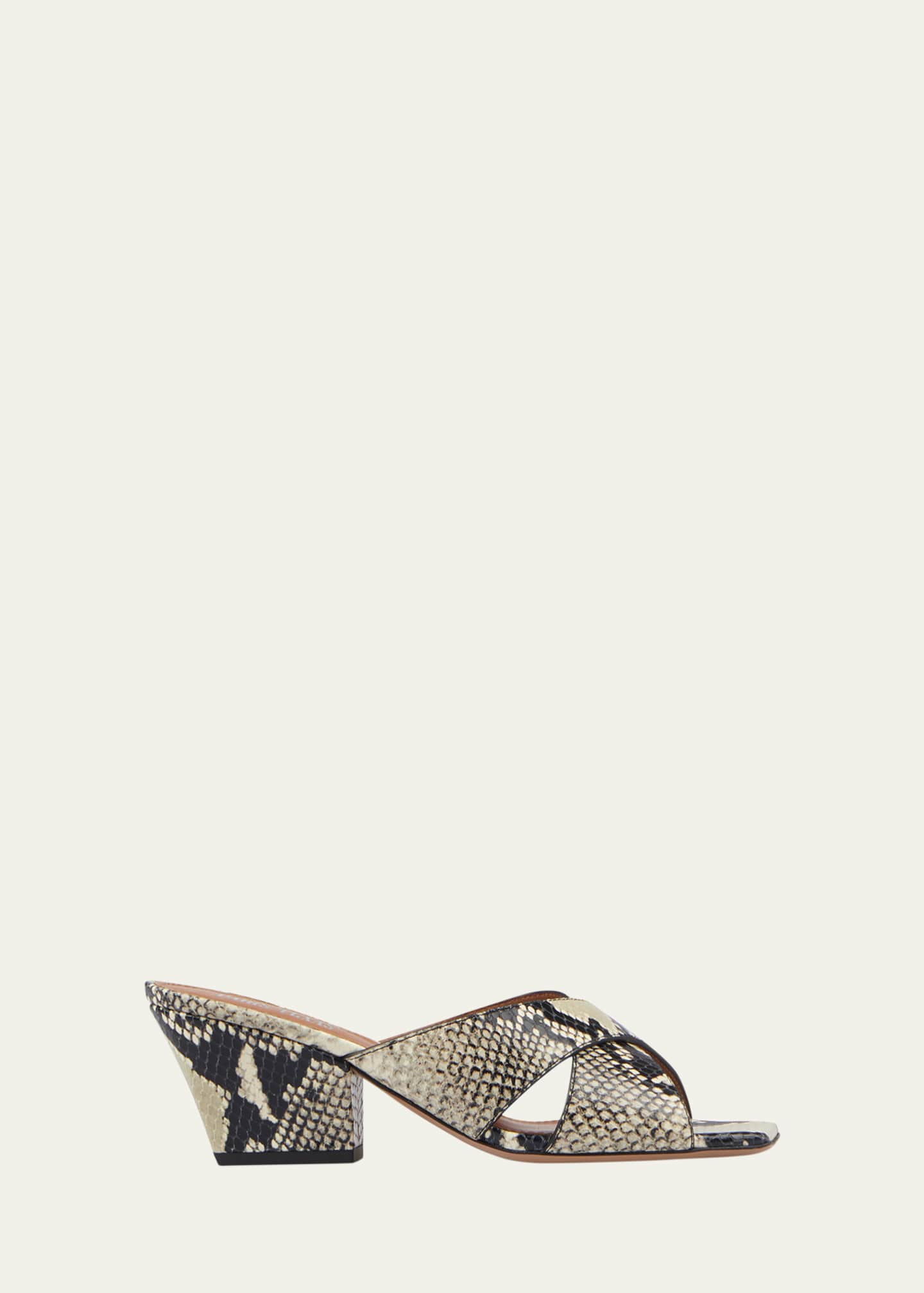 Paris Texas Arizona Snake-Embossed Leather Mule Sandals