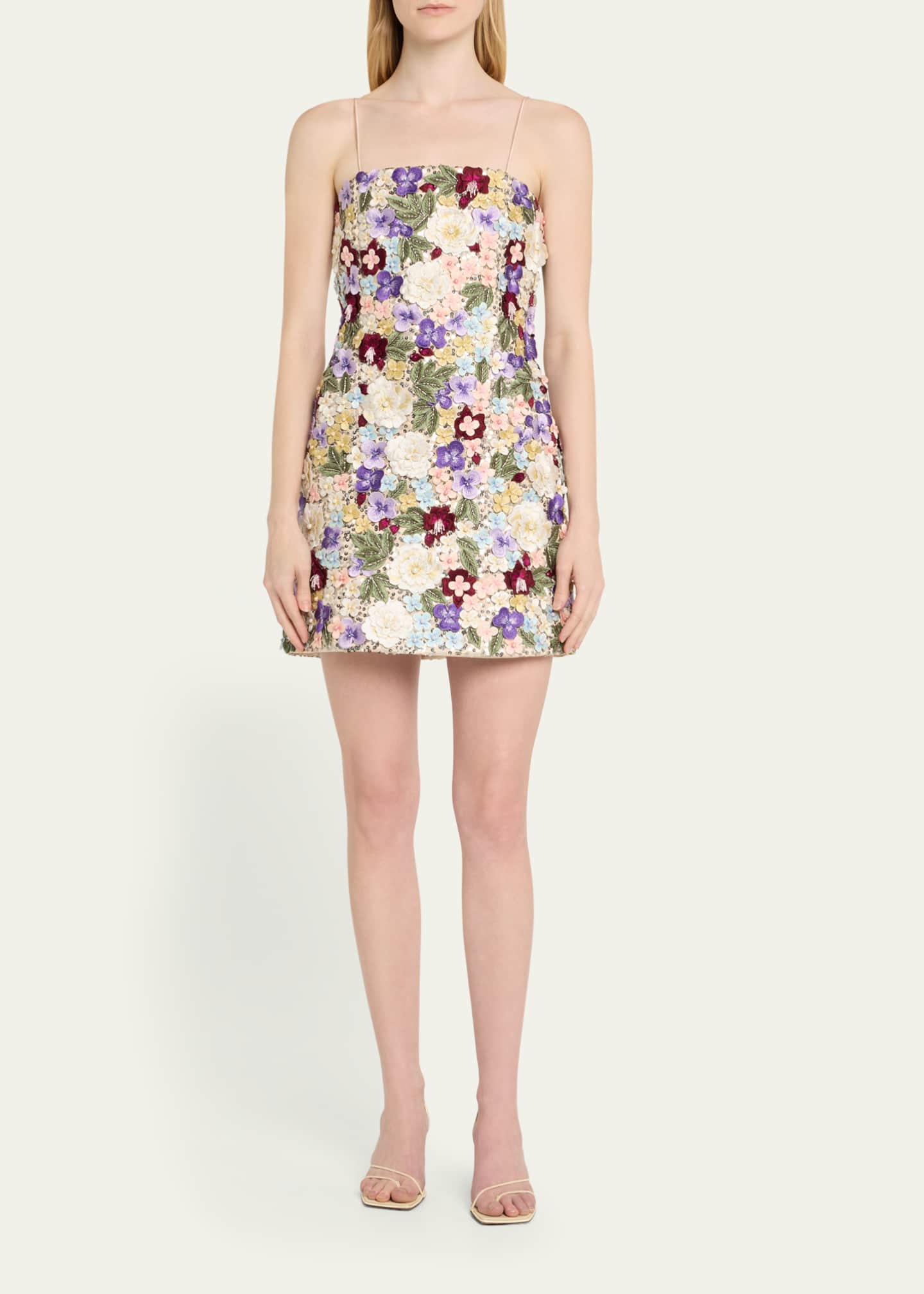 Alice + Olivia Velia Embellished Spaghetti-Strap Mini Gown Image 2 of 5