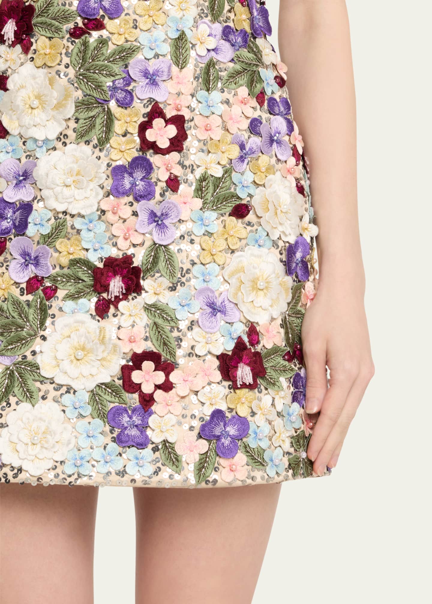 Alice + Olivia Velia Embellished Spaghetti-Strap Mini Gown Image 5 of 5