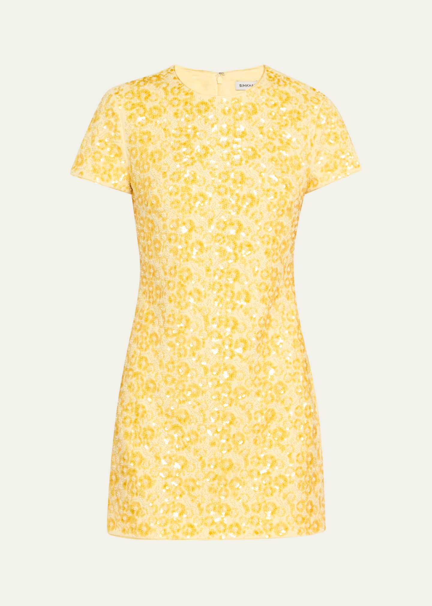 SIMKHAI Clove Sequined Short-Sleeve Mini Dress Image 1 of 5