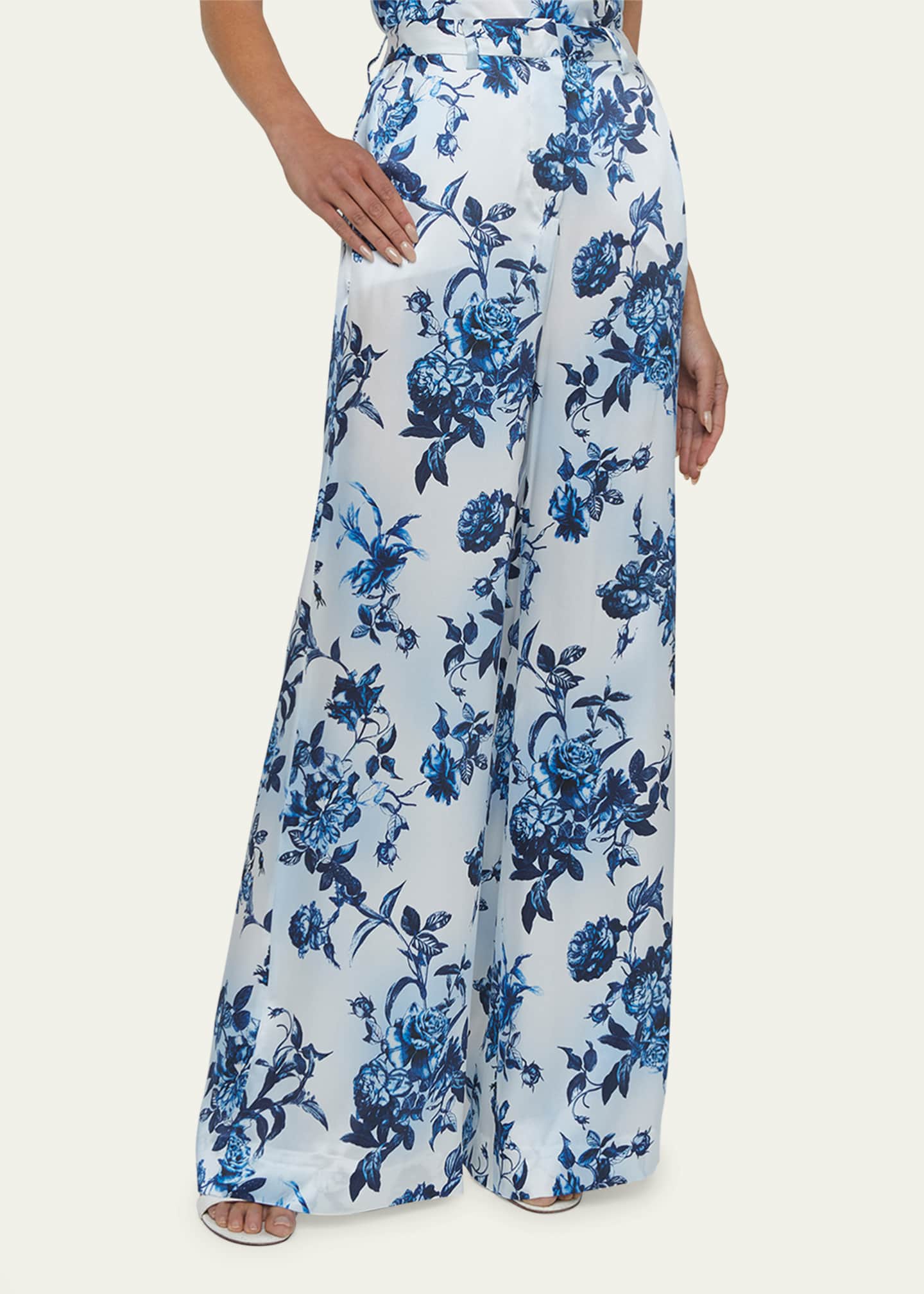 L'Agence Painterly Floral Pilar Wide-Leg Pants Image 4 of 4