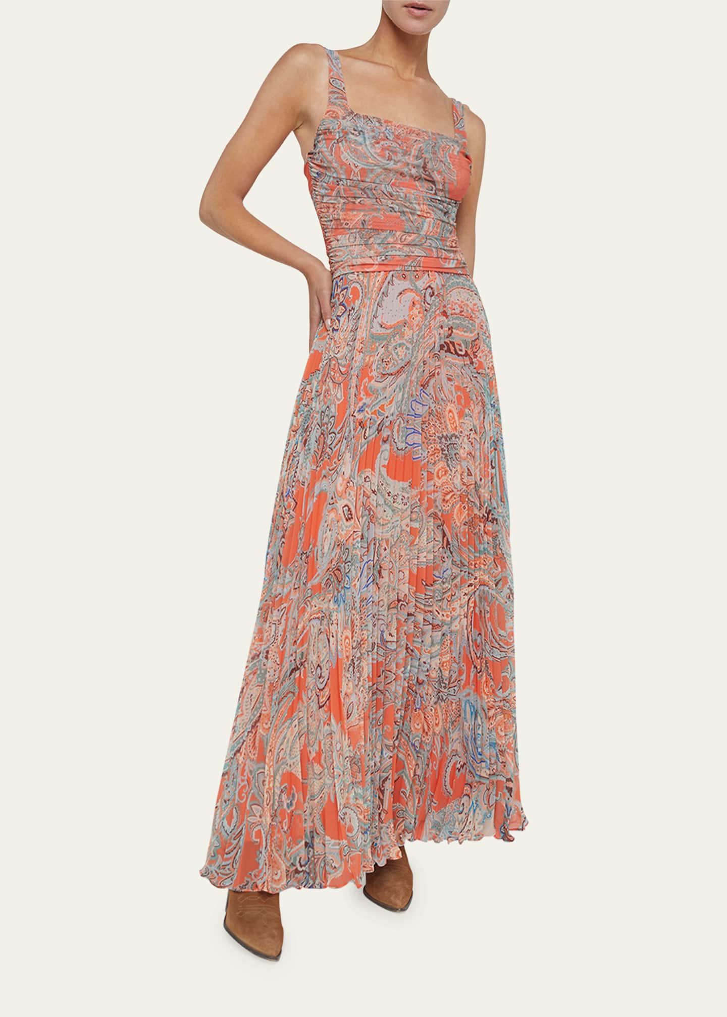 L'Agence Rasha Shirred Paisley Tank Top Image 2 of 4