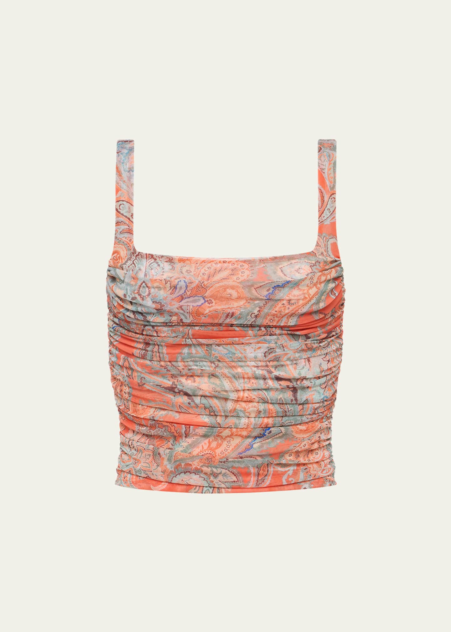 L'Agence Rasha Shirred Paisley Tank Top Image 1 of 4