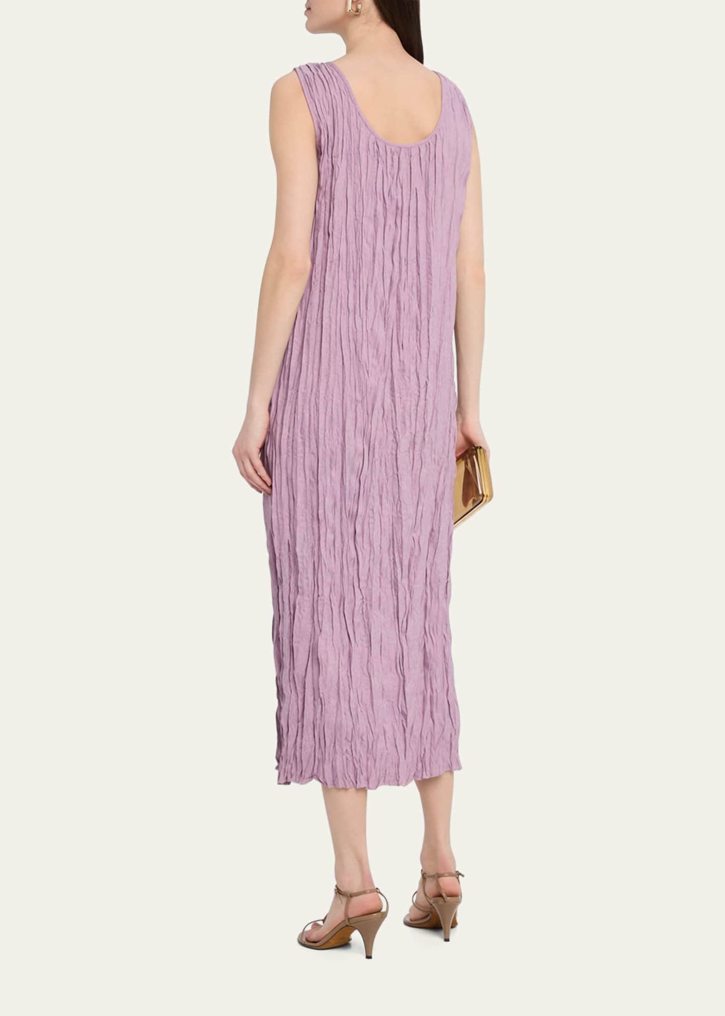 Lafayette 148 New York Sleeveless Crinkled Scoop-Neck Midi Dress Image 3 of 5