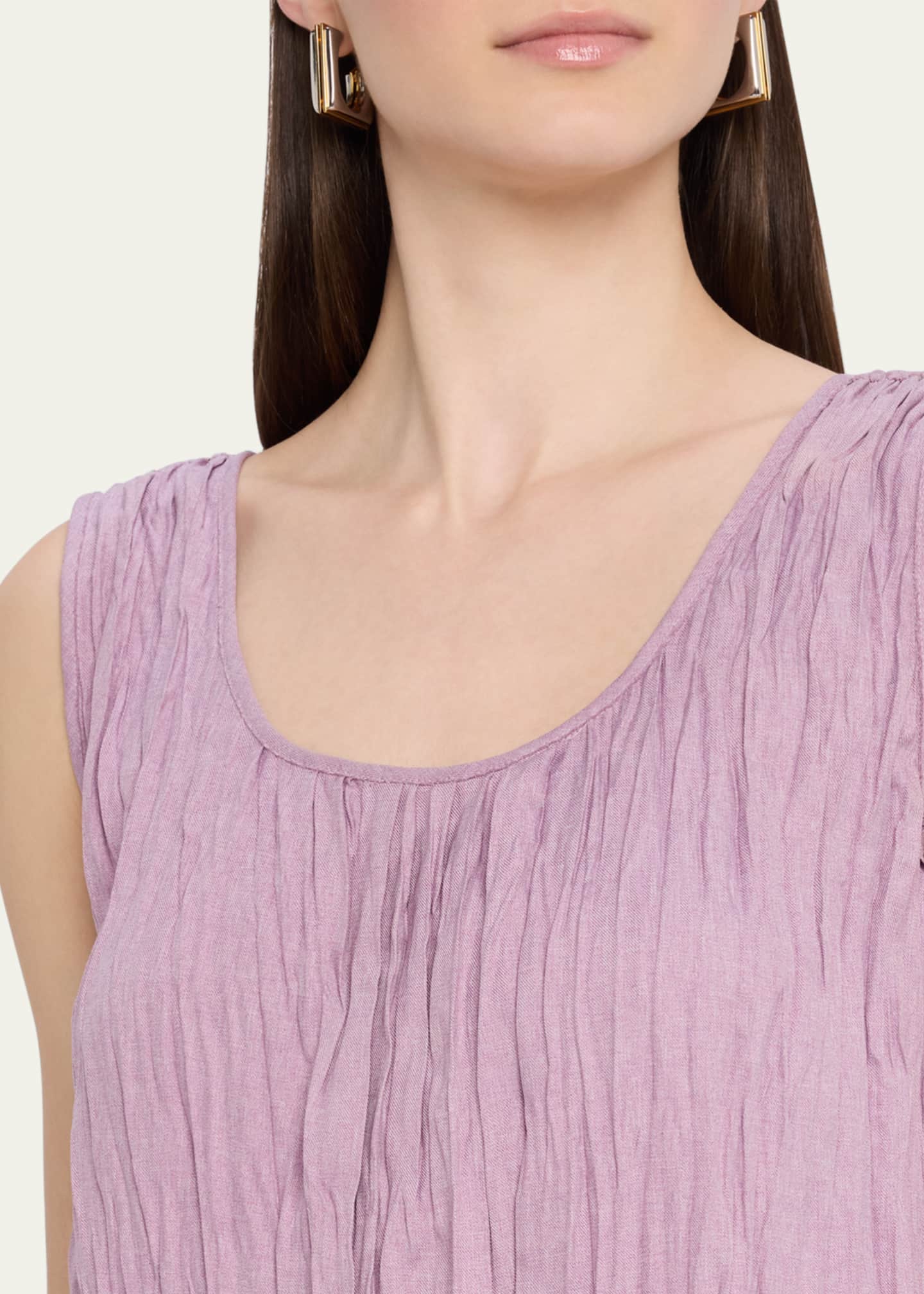 Lafayette 148 New York Sleeveless Crinkled Scoop-Neck Midi Dress Image 5 of 5