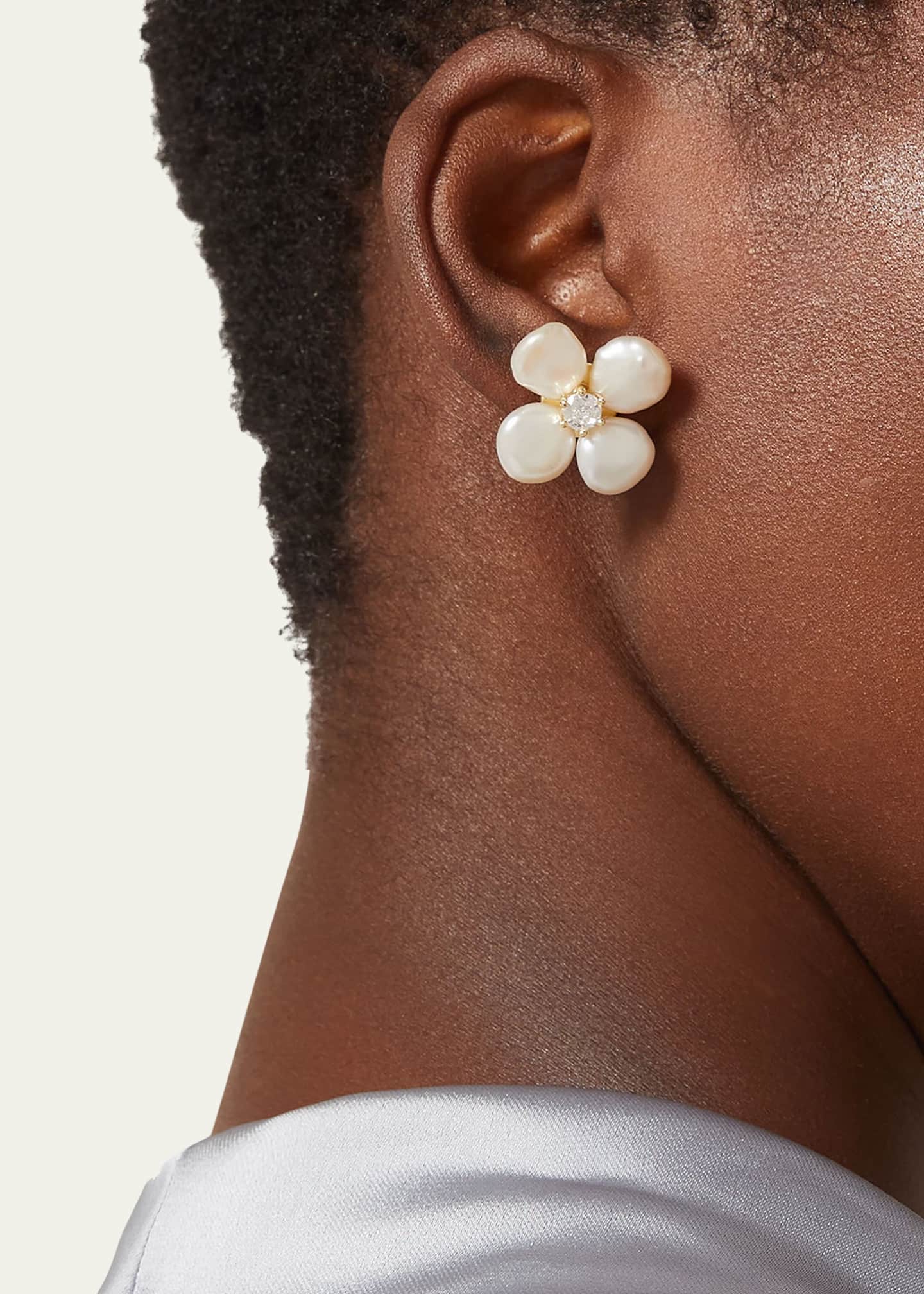 Shashi Flower Freshwater Pearl Earrings Image 2 of 2