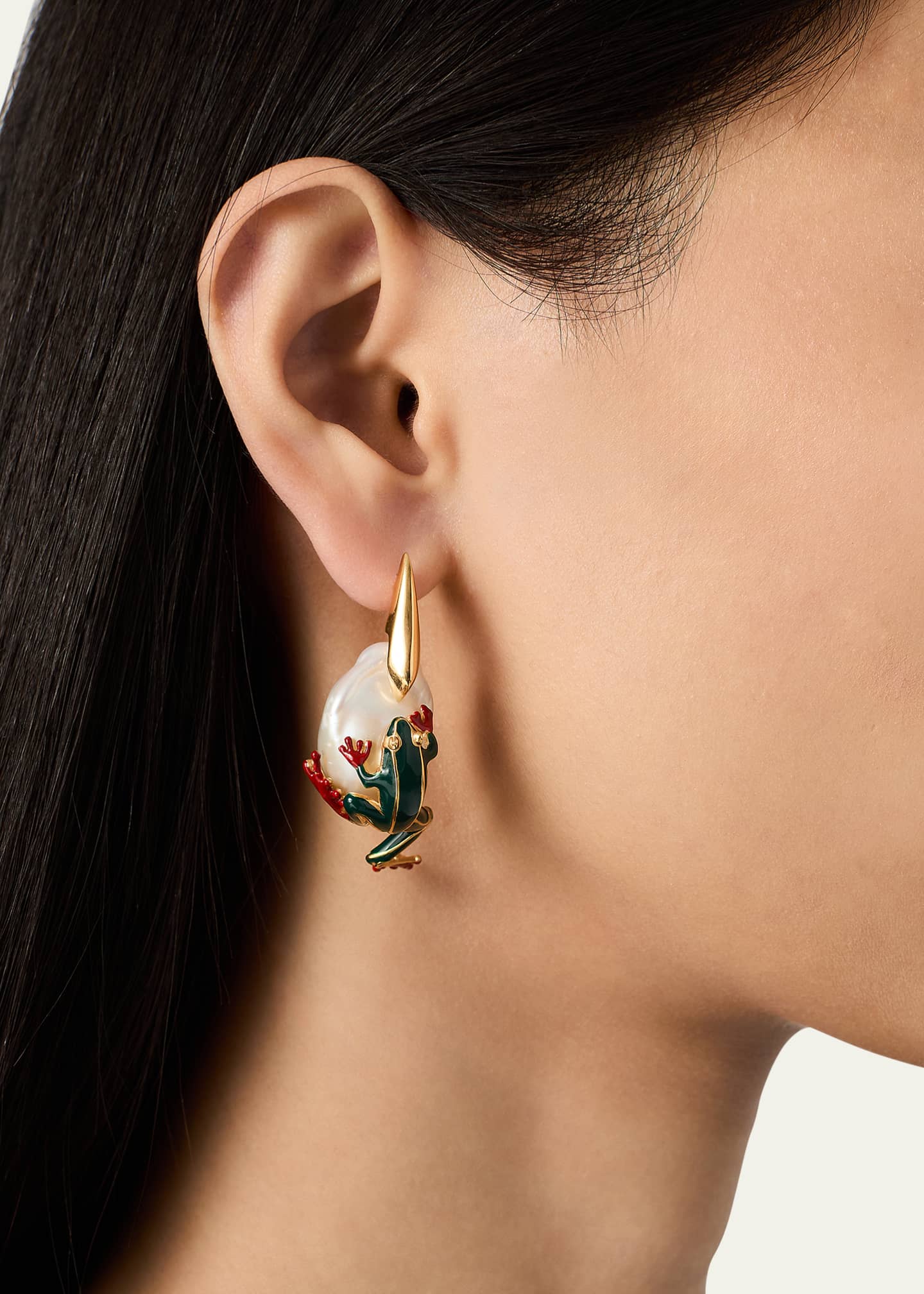 Bottega Veneta Rana Frog Enameled Earrings Image 2 of 6