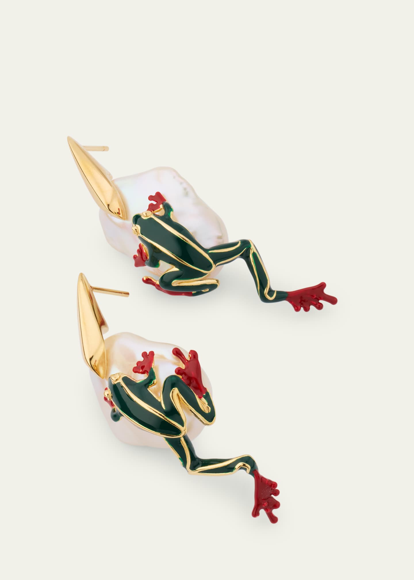 Bottega Veneta Rana Frog Enameled Earrings Image 3 of 6