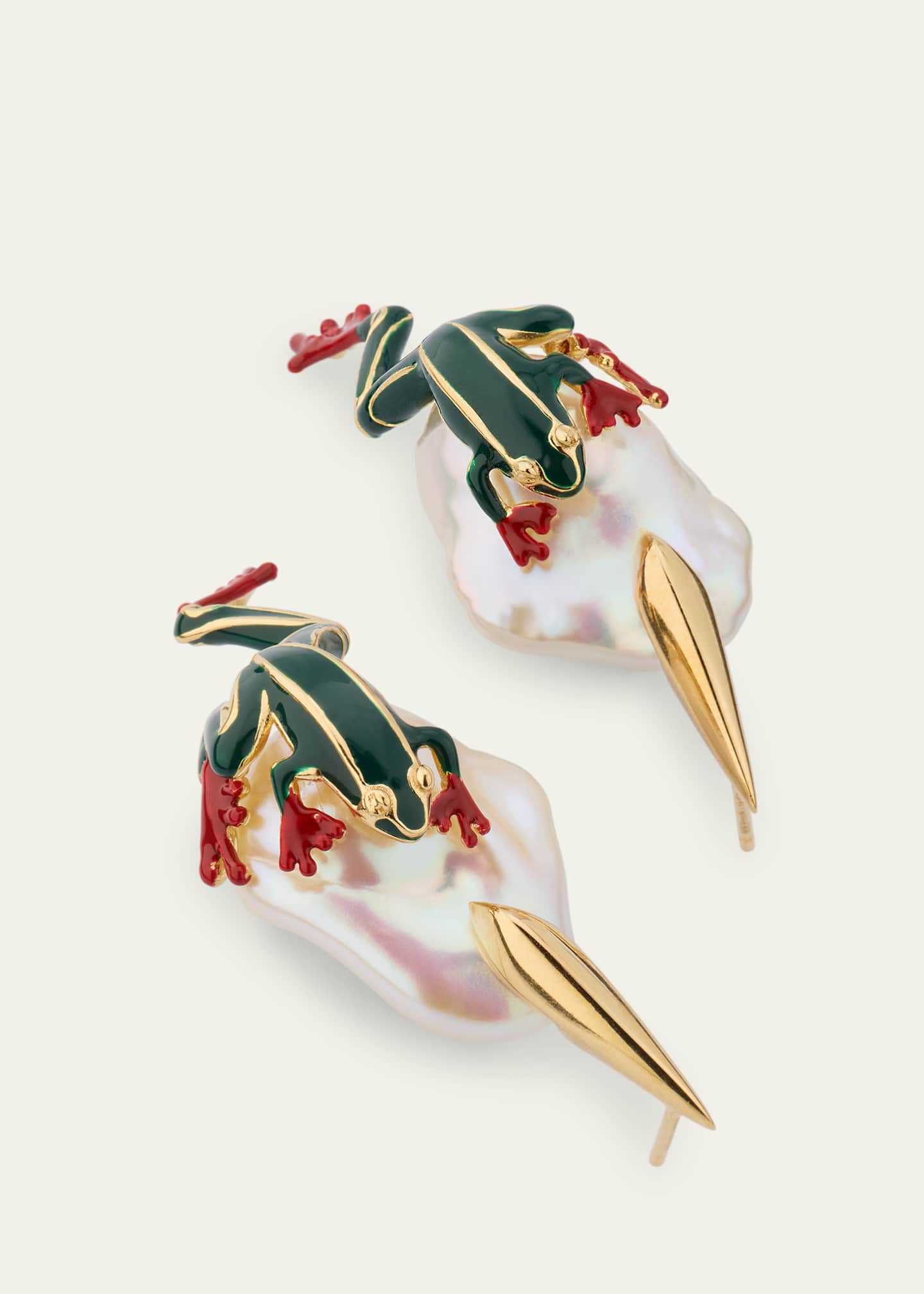 Bottega Veneta Rana Frog Enameled Earrings Image 6 of 6
