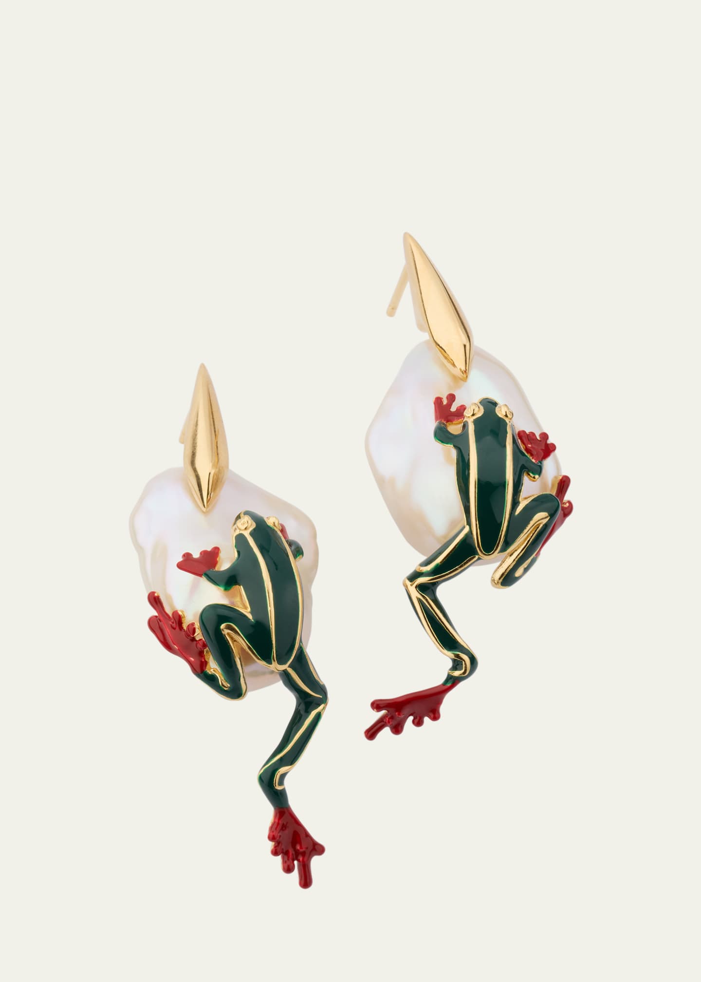 Bottega Veneta Rana Frog Enameled Earrings Image 1 of 6