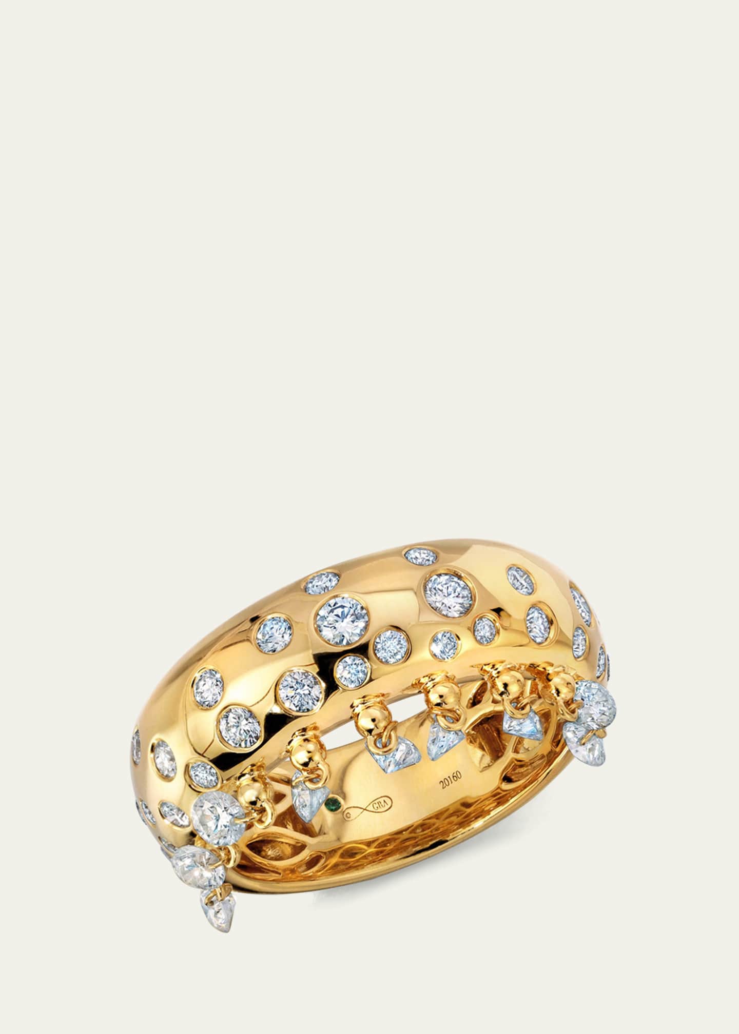 Graziela Gems 18K Yellow Gold Dazzling Floating Diamond Cigar Band Ring, Size 6 Image 2 of 2