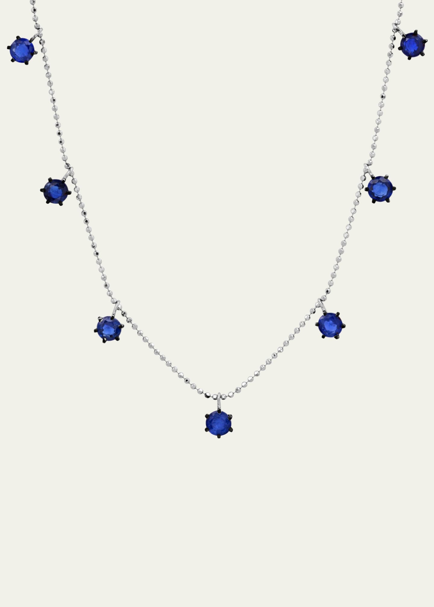 Graziela Gems 18K White Gold Floating Blue Sapphire Necklace