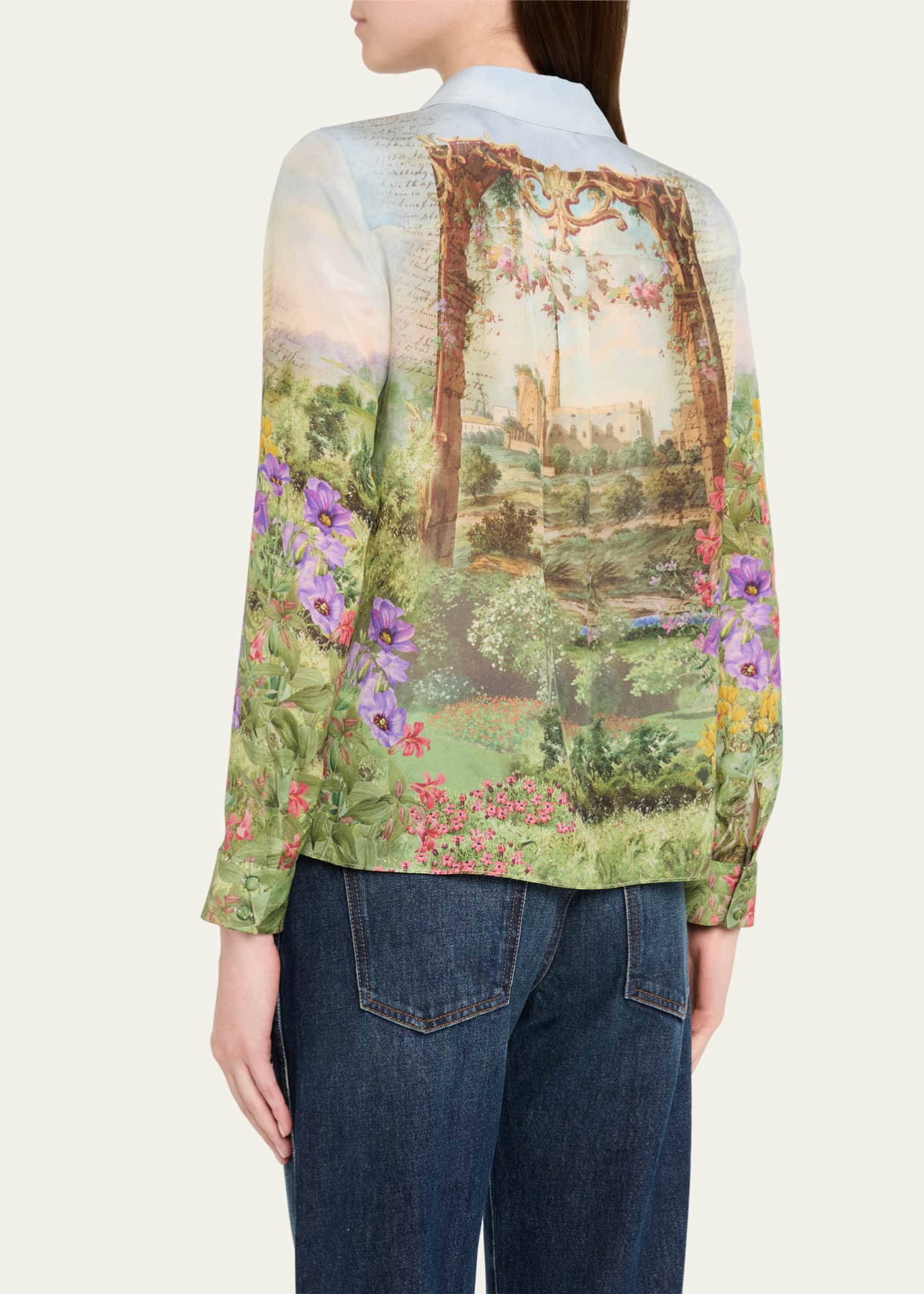 Alice + Olivia Dusk to Dawn Eloise Button-Front Blouse Image 3 of 5