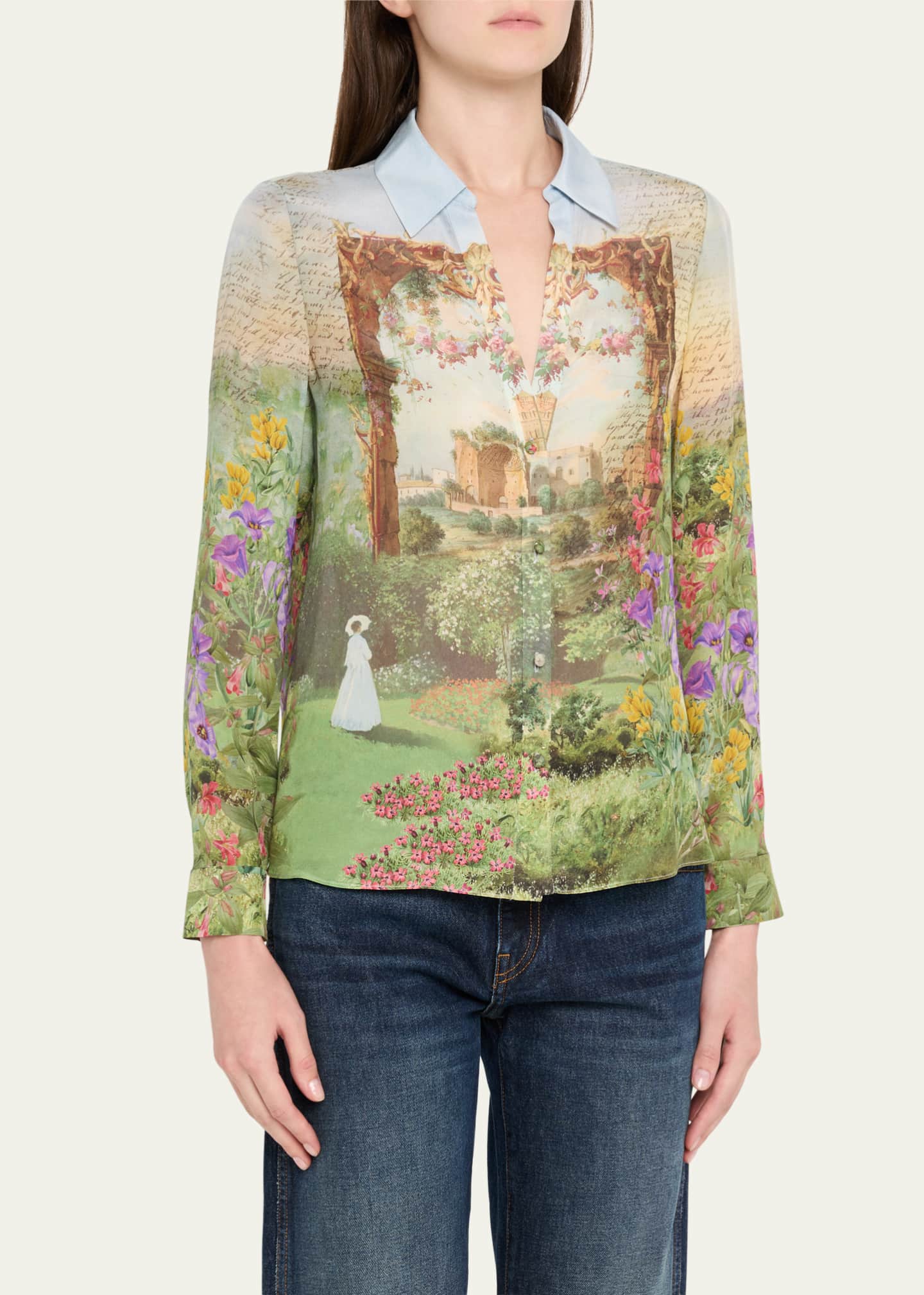 Alice + Olivia Dusk to Dawn Eloise Button-Front Blouse Image 4 of 5