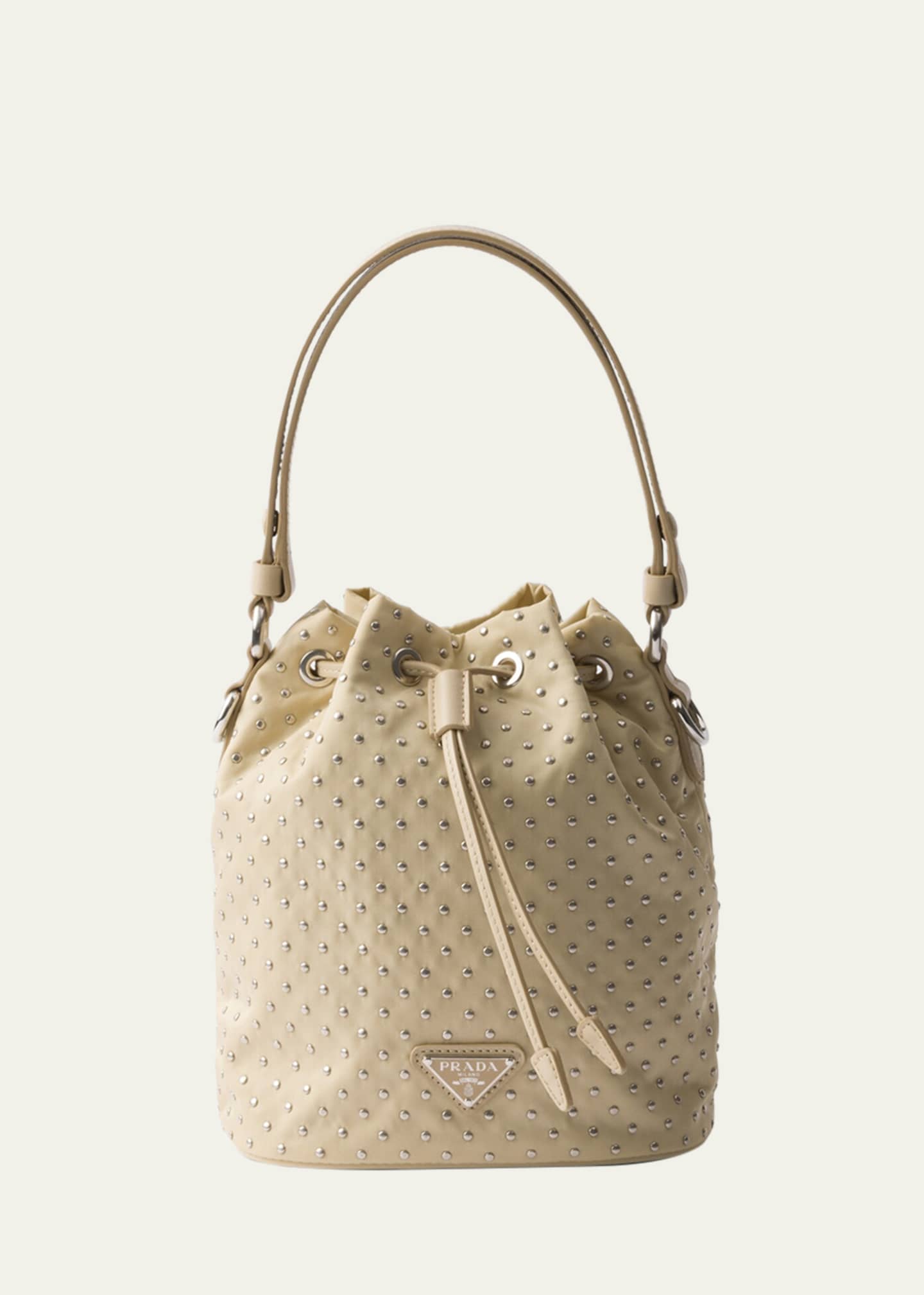 Prada Studded Re-Nylon Bucket Bag Image 1 of 3