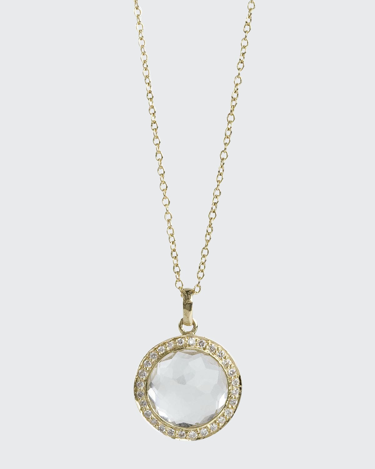 18k Gold Rock Candy Mini Lollipop Pendant Necklace, Quartz/Turquoise/Diamonds