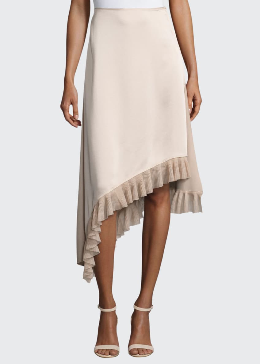 Elizabeth & James Ailie Asymmetric Satin Midi Skirt Image 1 of 5