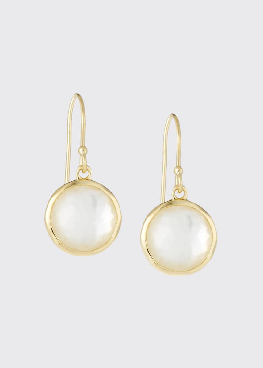 Ippolita Lollipop® Mini Earrings in 18K Gold with Clear Quartz and Mother-of-Pearl Doublet