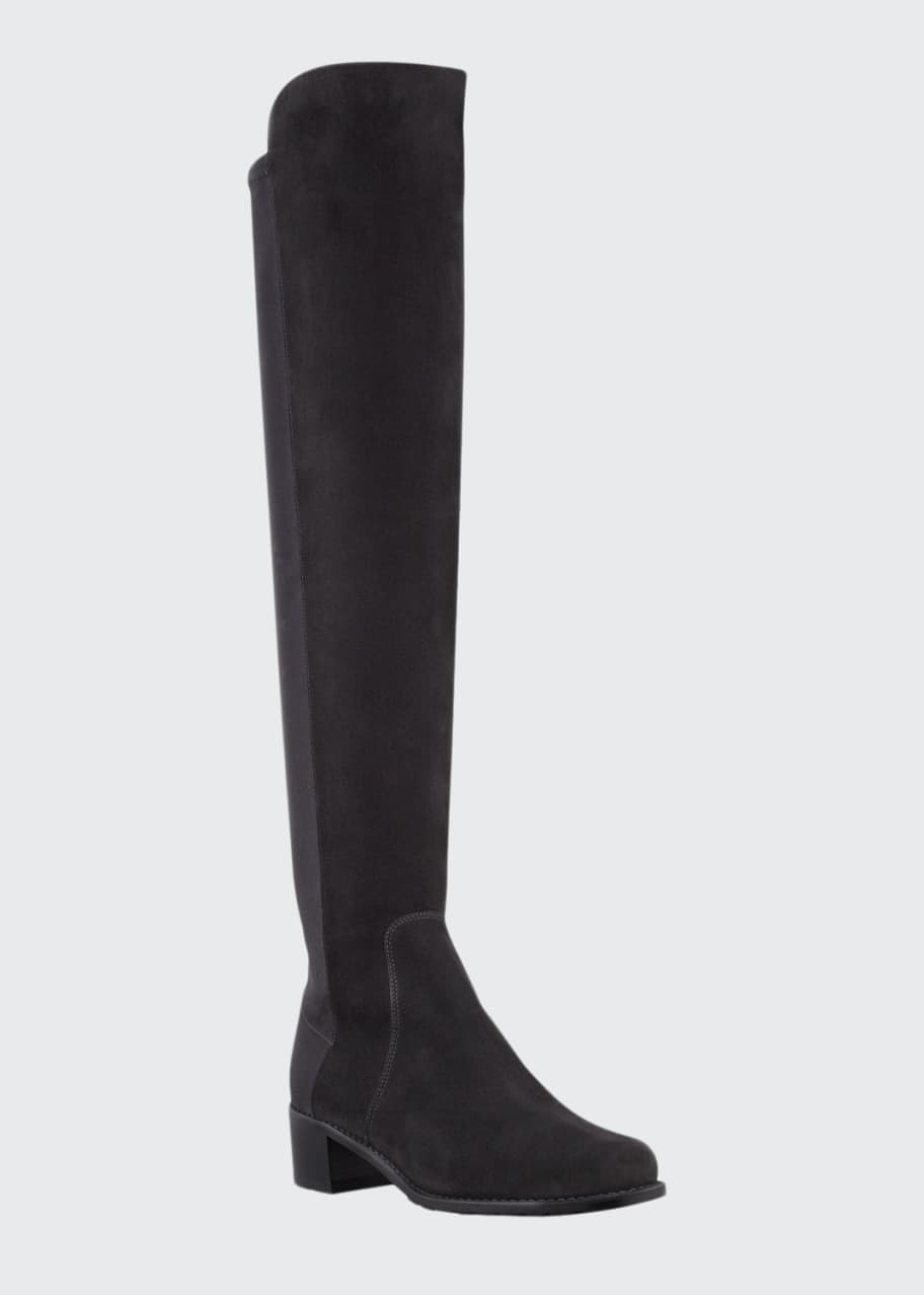 Image 1 of 1: Reserve Wide Suede Stretch-Back Over-the-Knee Boots, Black