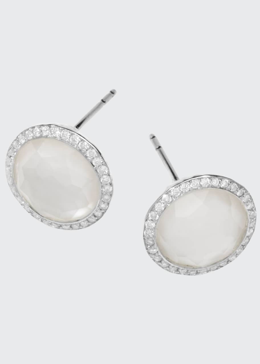 Image 1 of 1: Stella Stud Earrings in Mother-of Pearl Doublet with Diamonds