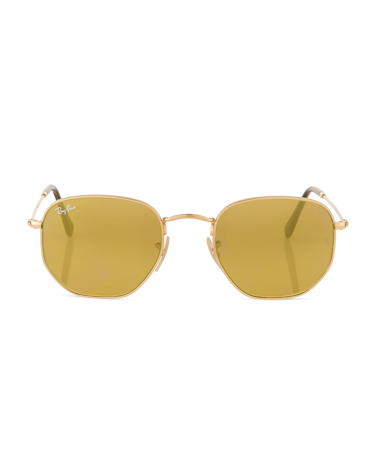 Icons Hexagonal Sunglasses, Gold/Green