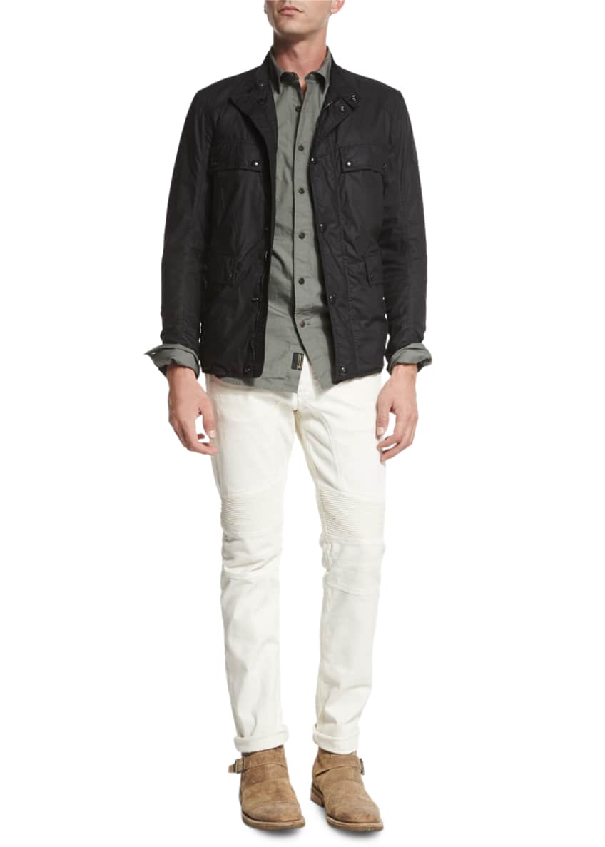 Belstaff Eastham Slim-Fit Moto Jeans, Natural White Image 2 of 6