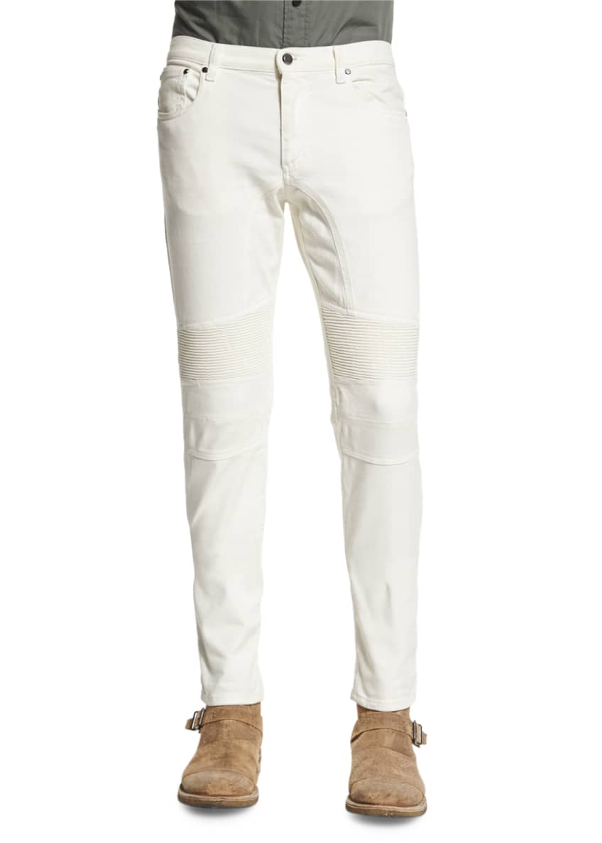 Belstaff Eastham Slim-Fit Moto Jeans, Natural White Image 1 of 6