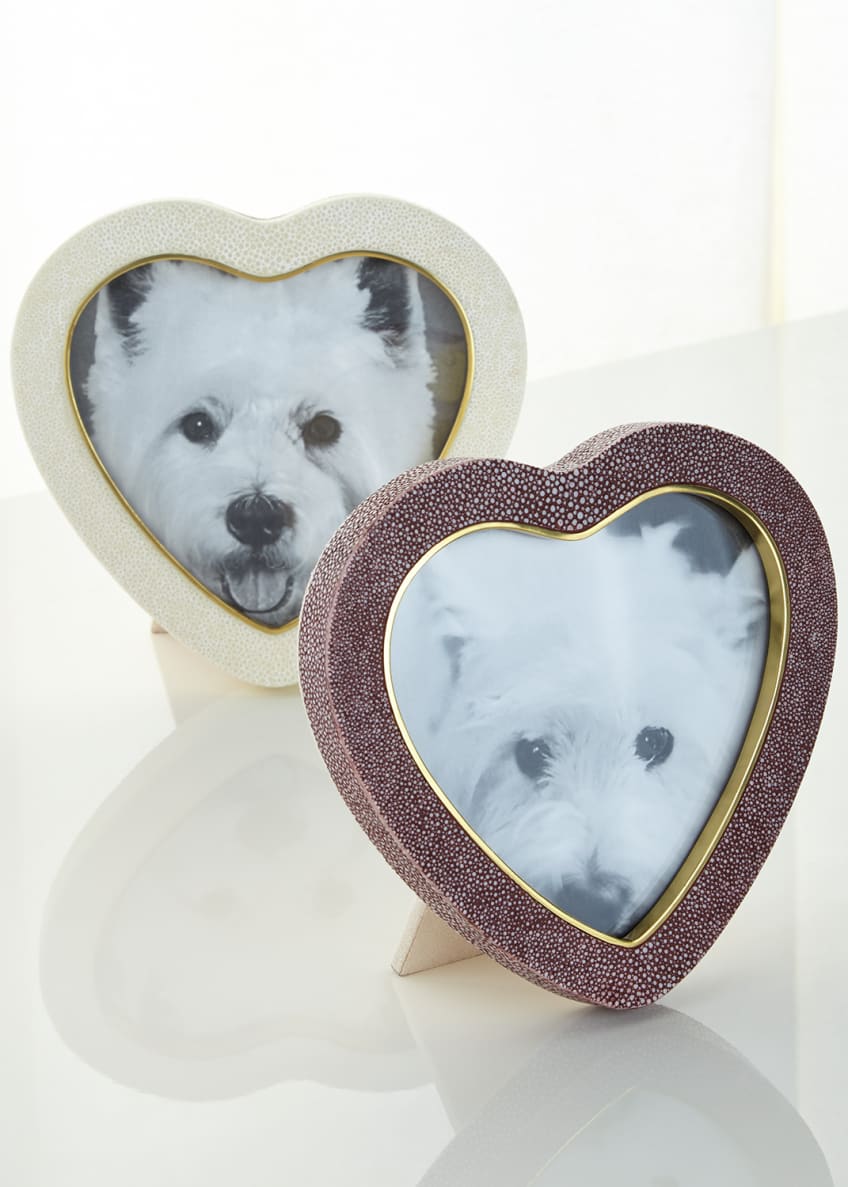 AERIN Cream Faux-Shagreen Heart Picture Frame Image 2 of 2