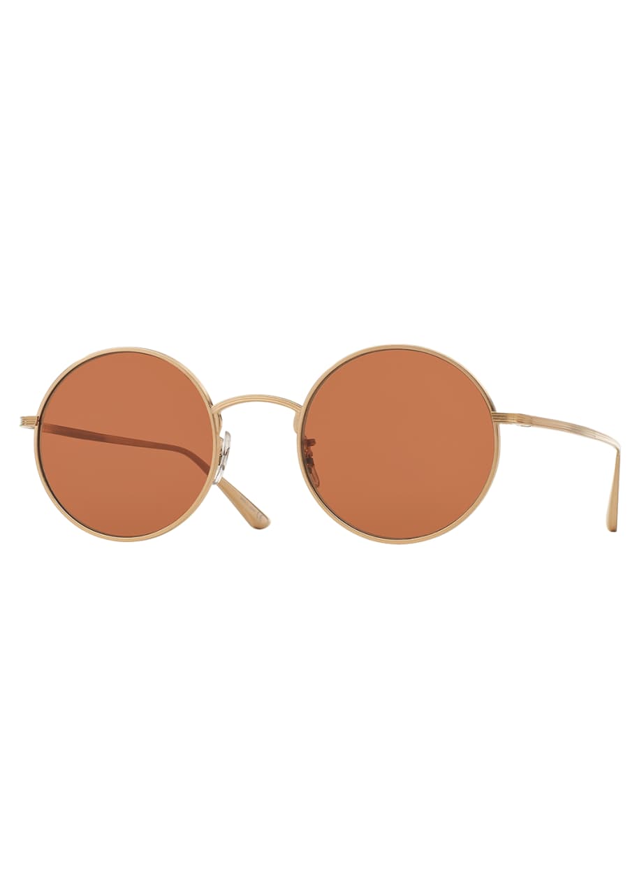 Image 1 of 1: After Midnight Round Sunglasses, Gold/Persimmon
