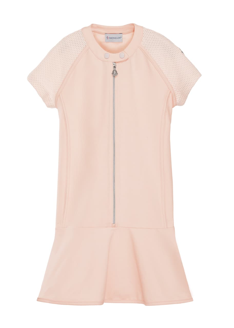 Image 1 of 1: Short-Sleeve Stretch Fit-and-Flare Dress, Pink, Size 8-14