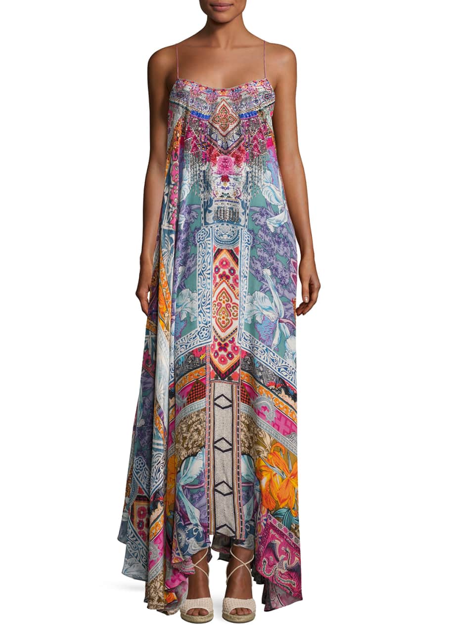 Image 1 of 1: Embellished Crepe Full Maxi Dress, Multicolor