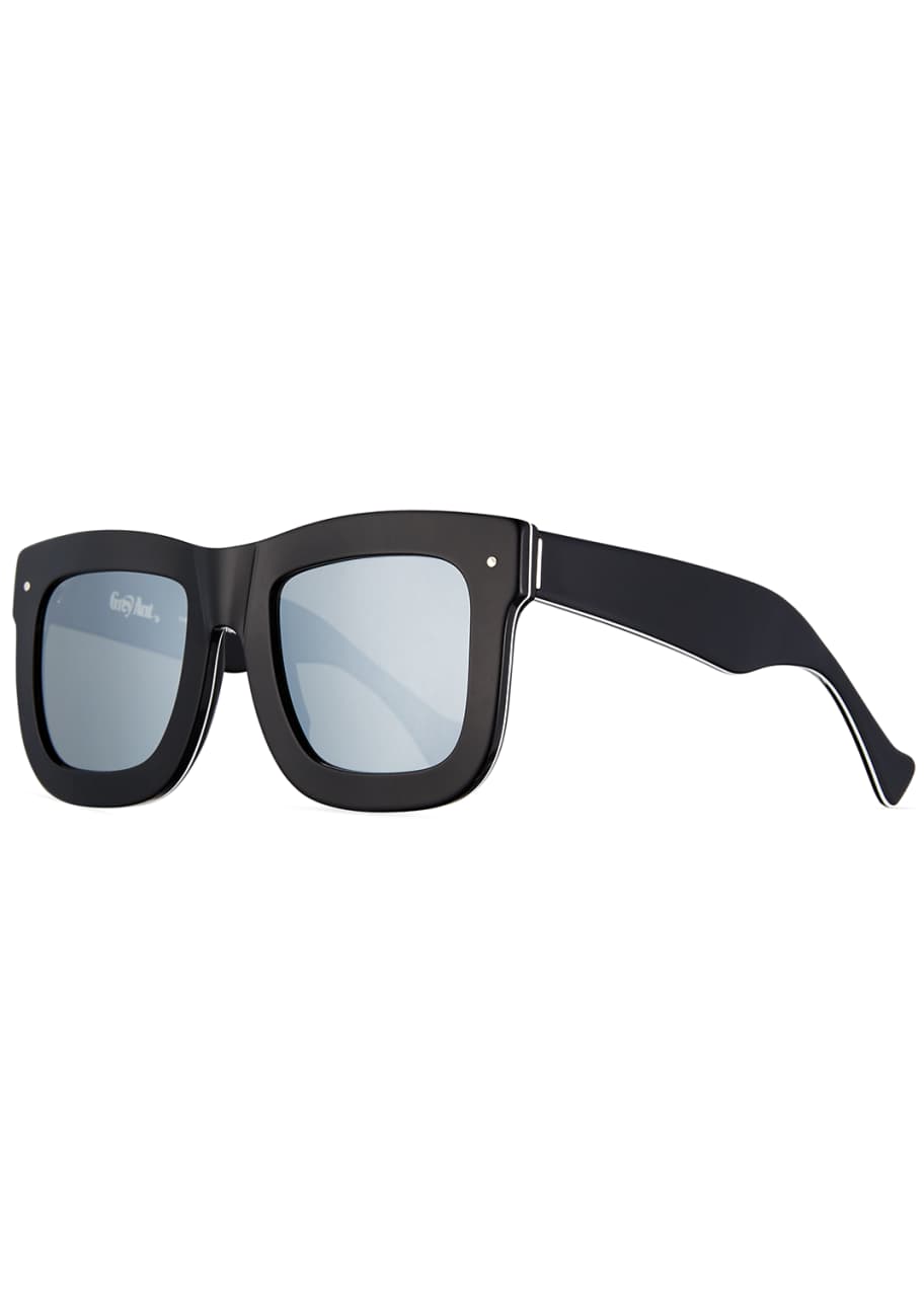Image 1 of 1: Status Square Mirrored Sunglasses, Black/White