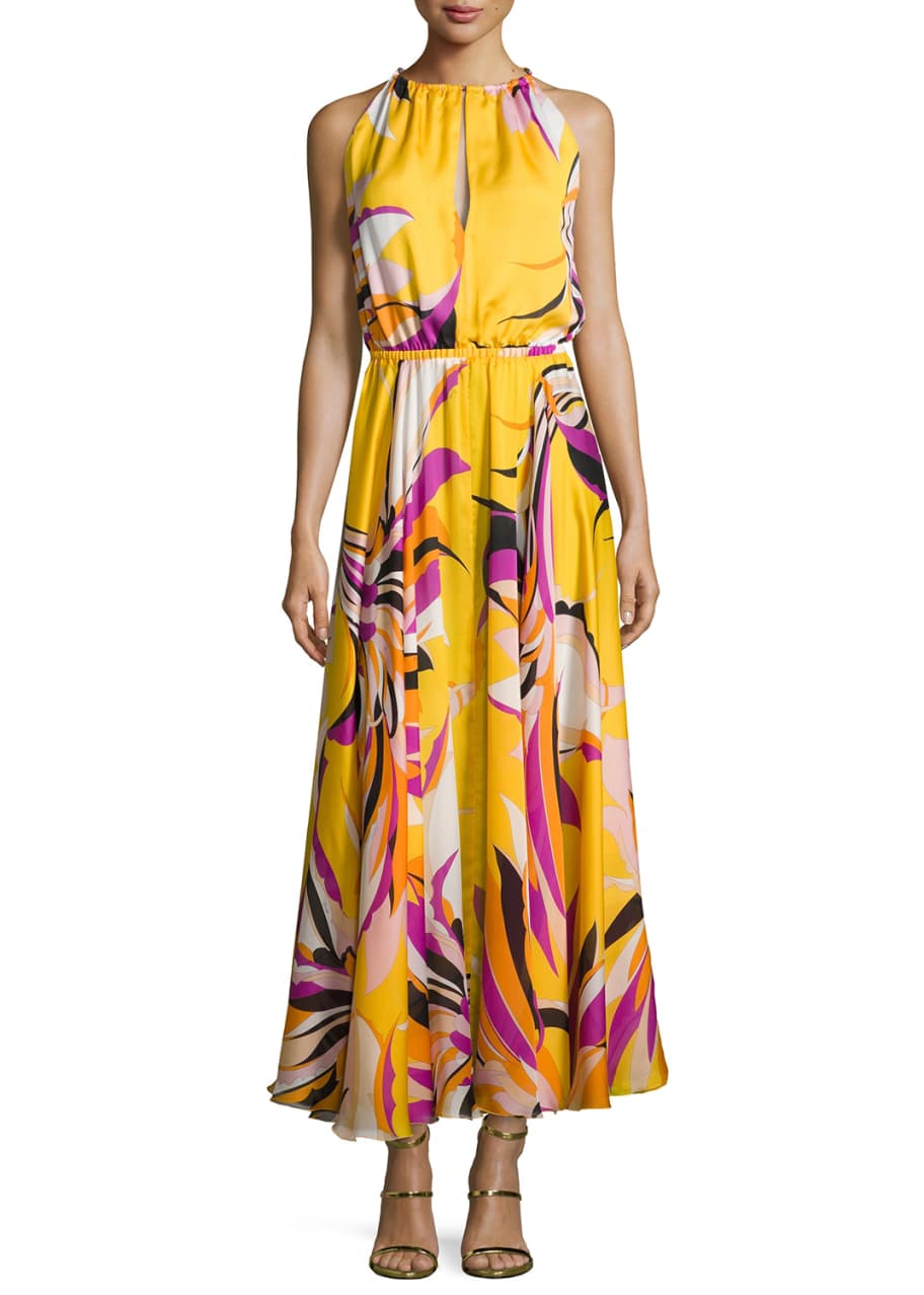 Image 1 of 1: Fiore Maya Silk Halter Maxi Dress