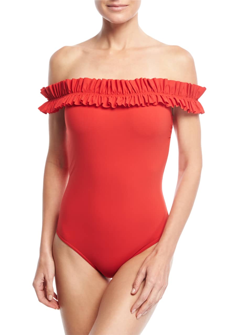 Image 1 of 1: Mondria Off-the-Shoulder Maillot One-Piece Swimsuit