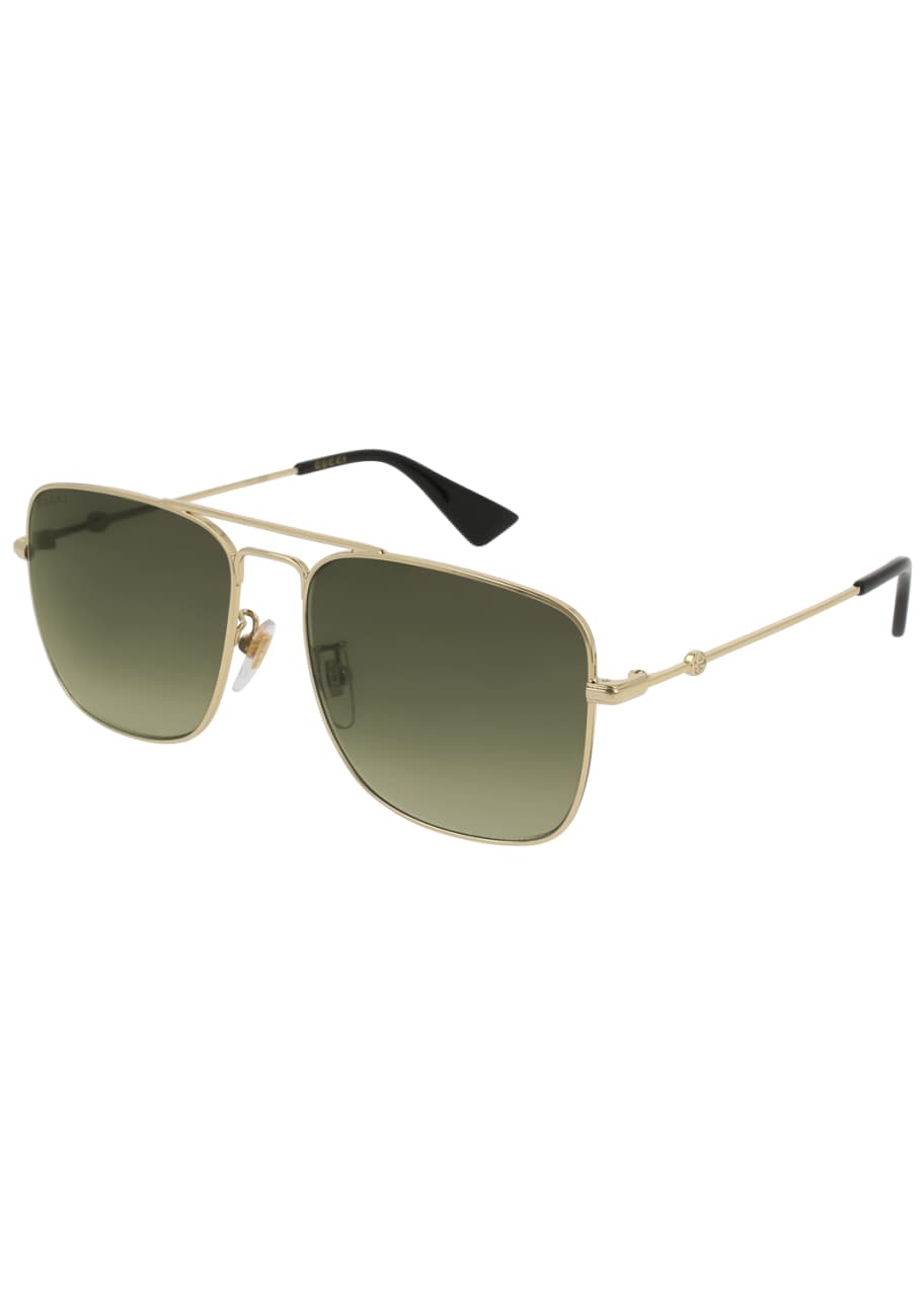 Image 1 of 1: Polarized Square Aviator Sunglasses, Gold